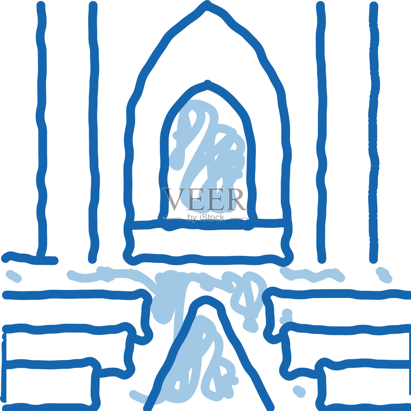 查看里面的天主教教堂涂鸦图标手绘设计元素图片