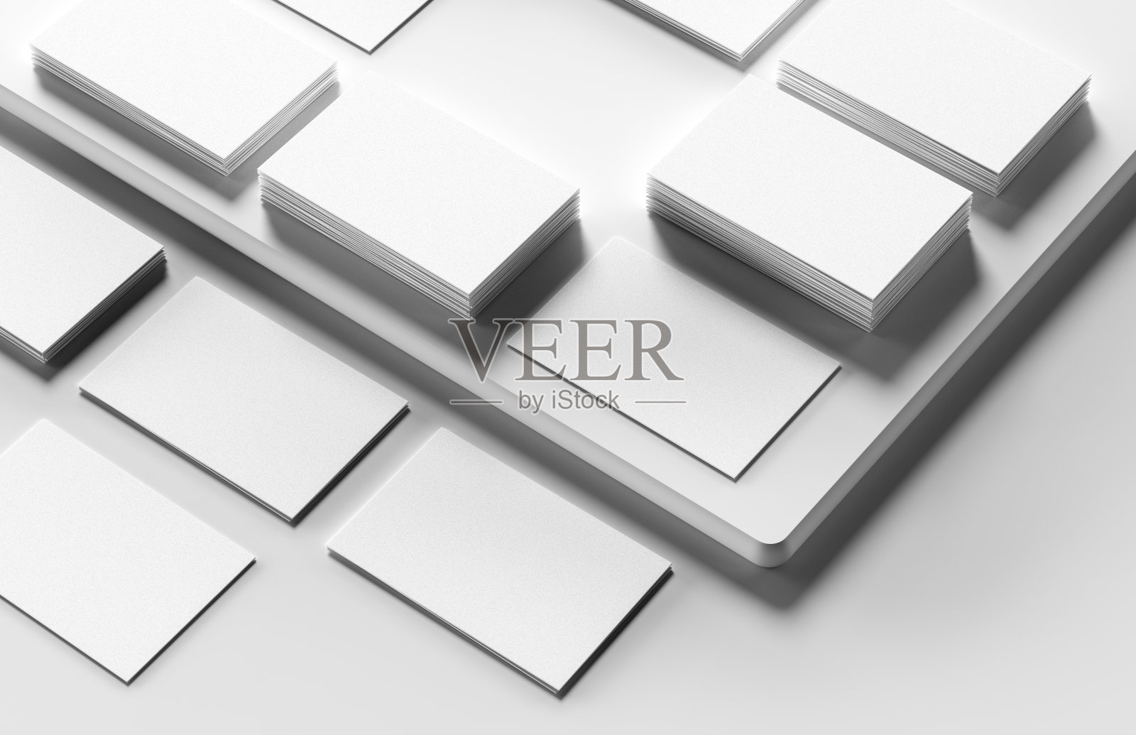 现实的名片模拟孤立的白色背景。3 d演示。照片摄影图片