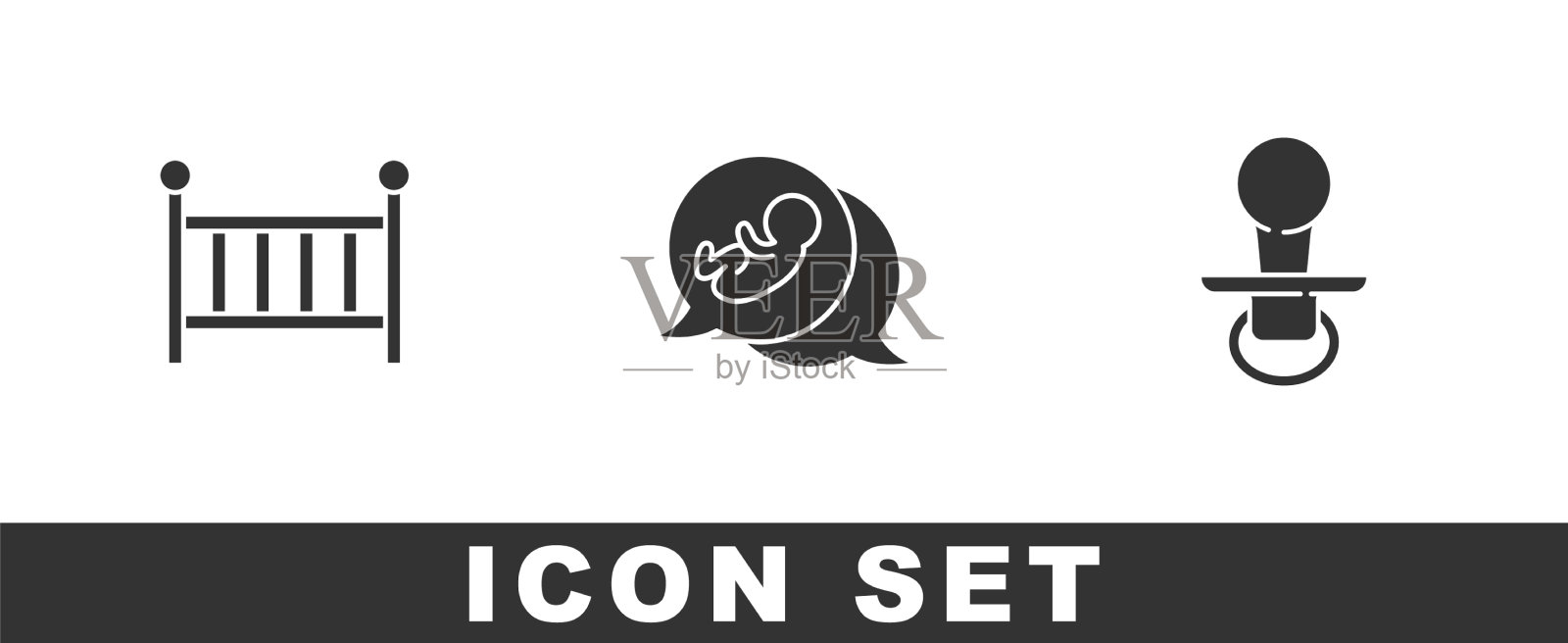 设置bacrib摇篮和奶嘴图标图标素材