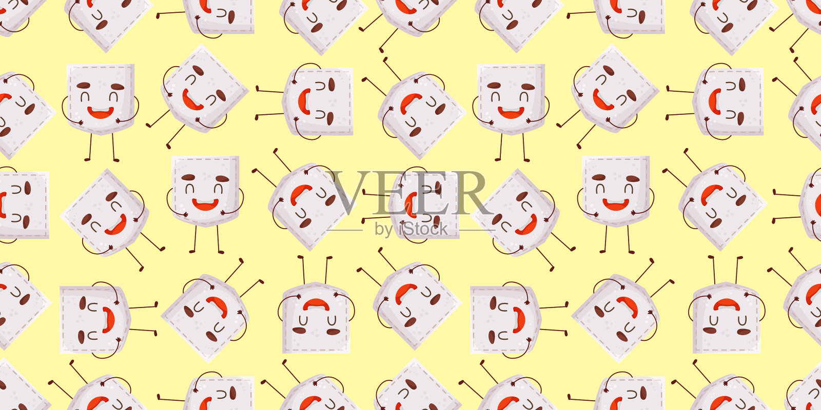 无缝图案蒜形贴片口袋插画图片素材