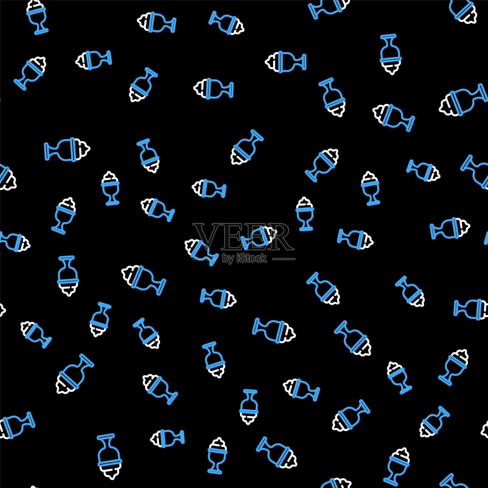 线冰淇淋在碗图标隔离无缝插画图片素材