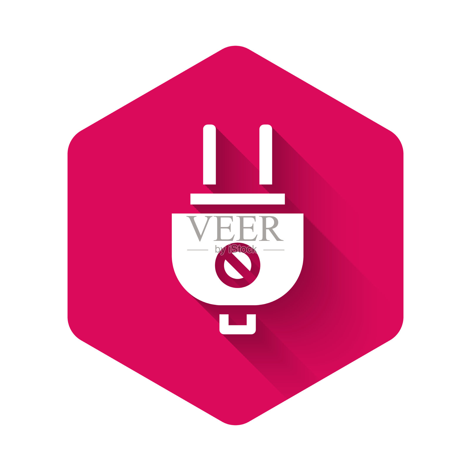 白色电插头图标与长影隔离图标素材