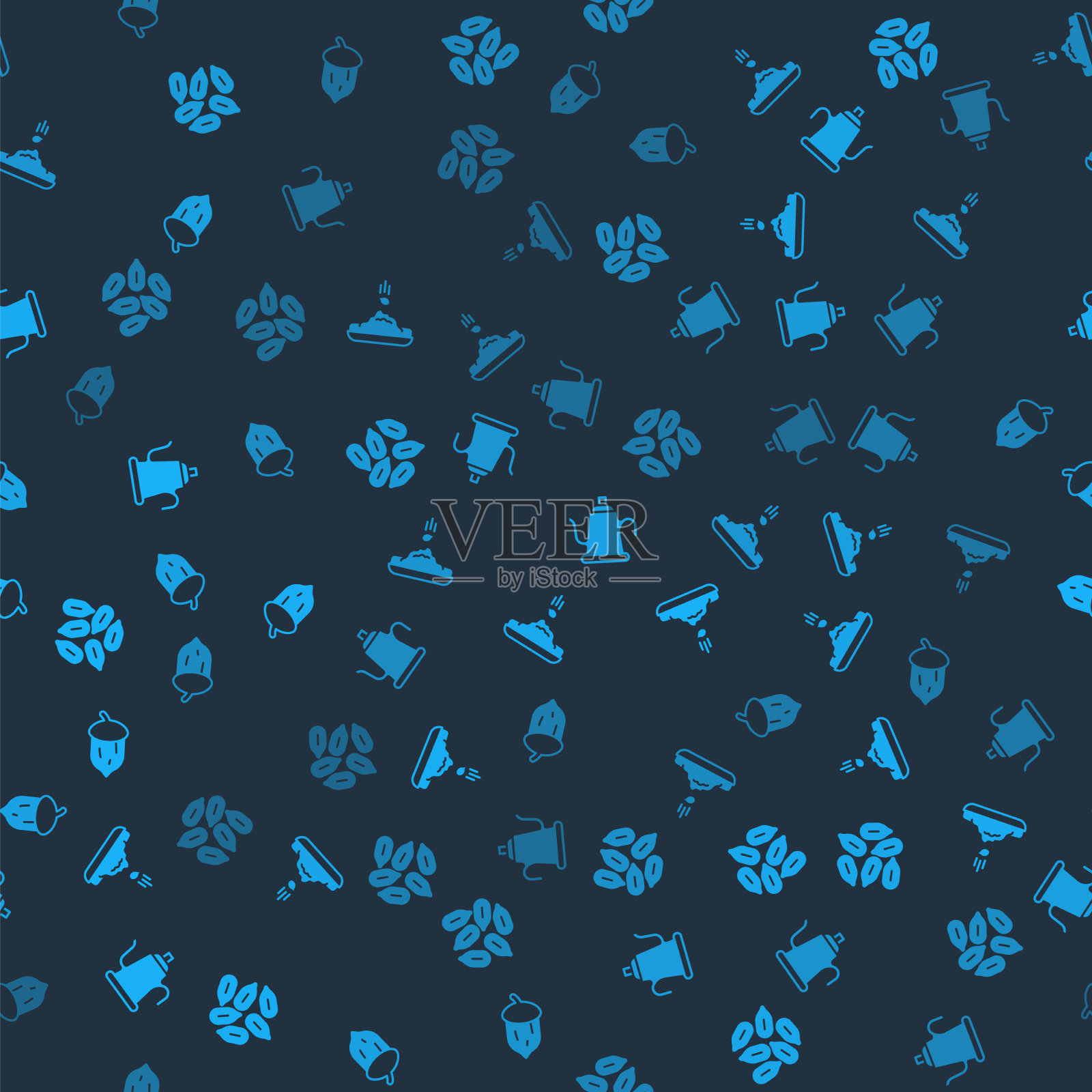 设置种子浇水罐和橡树坚果种子图标素材