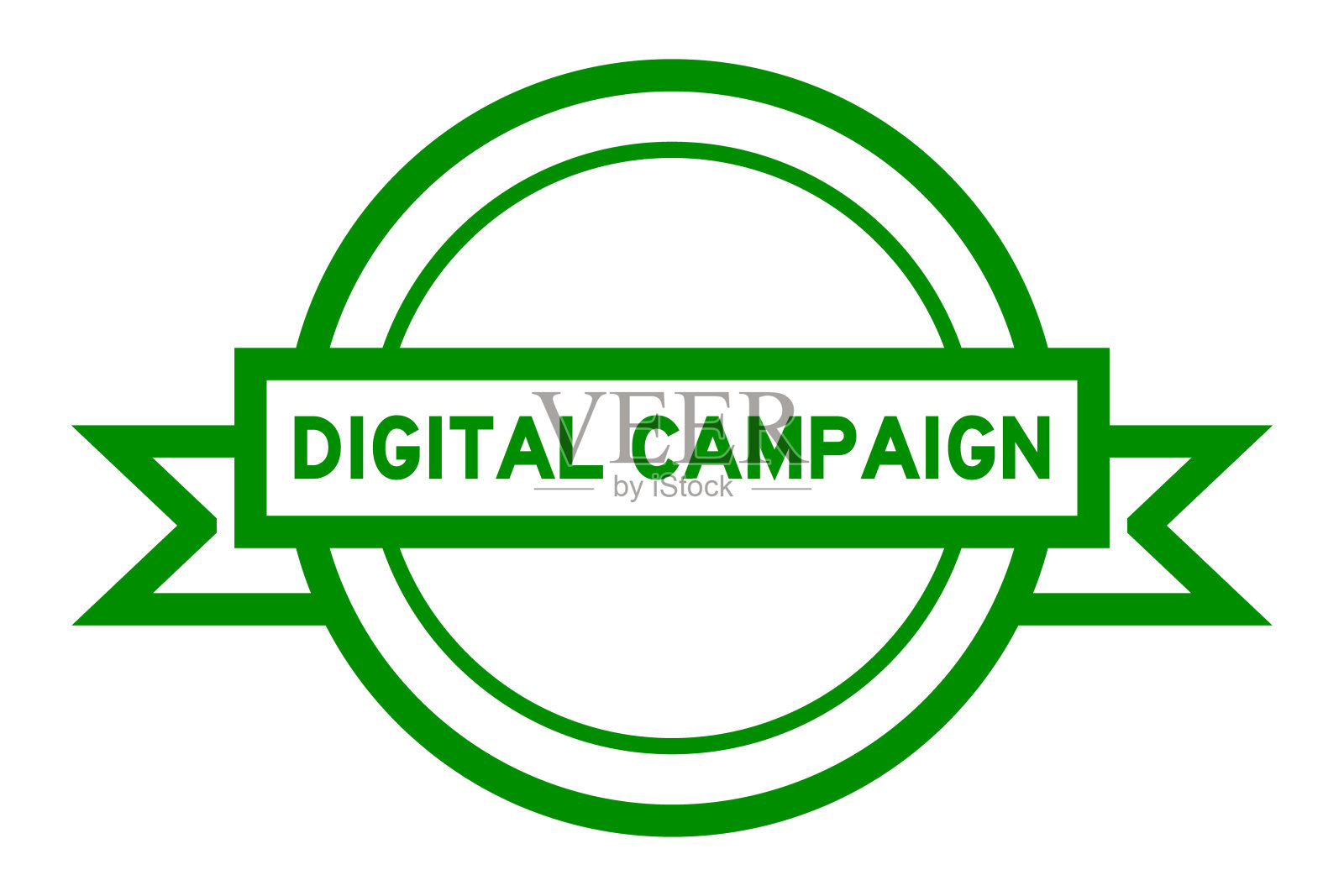 圆形复古标签横幅在绿色与字数字运动在白色背景插画图片素材