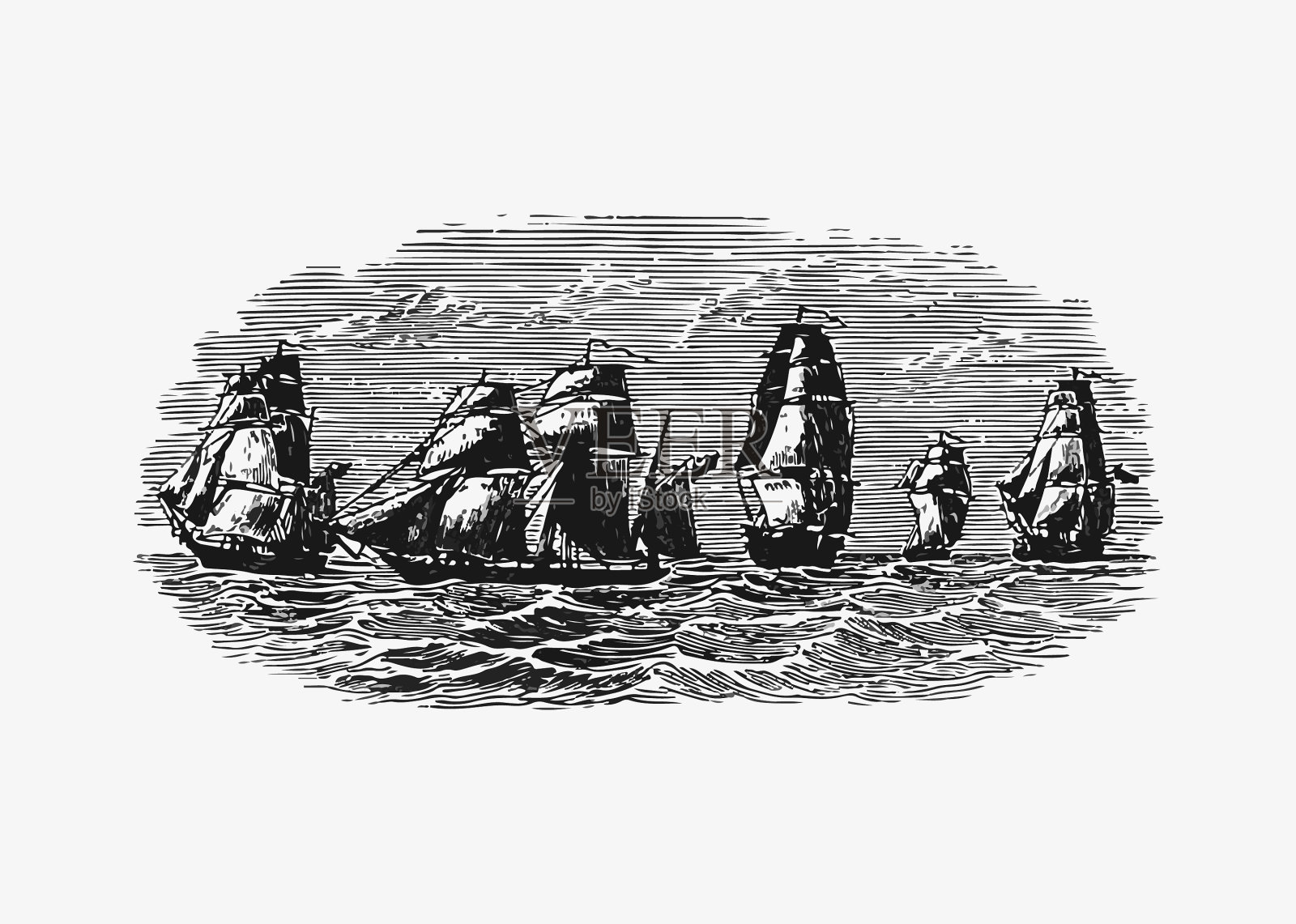 海上航行的船只插画图片素材