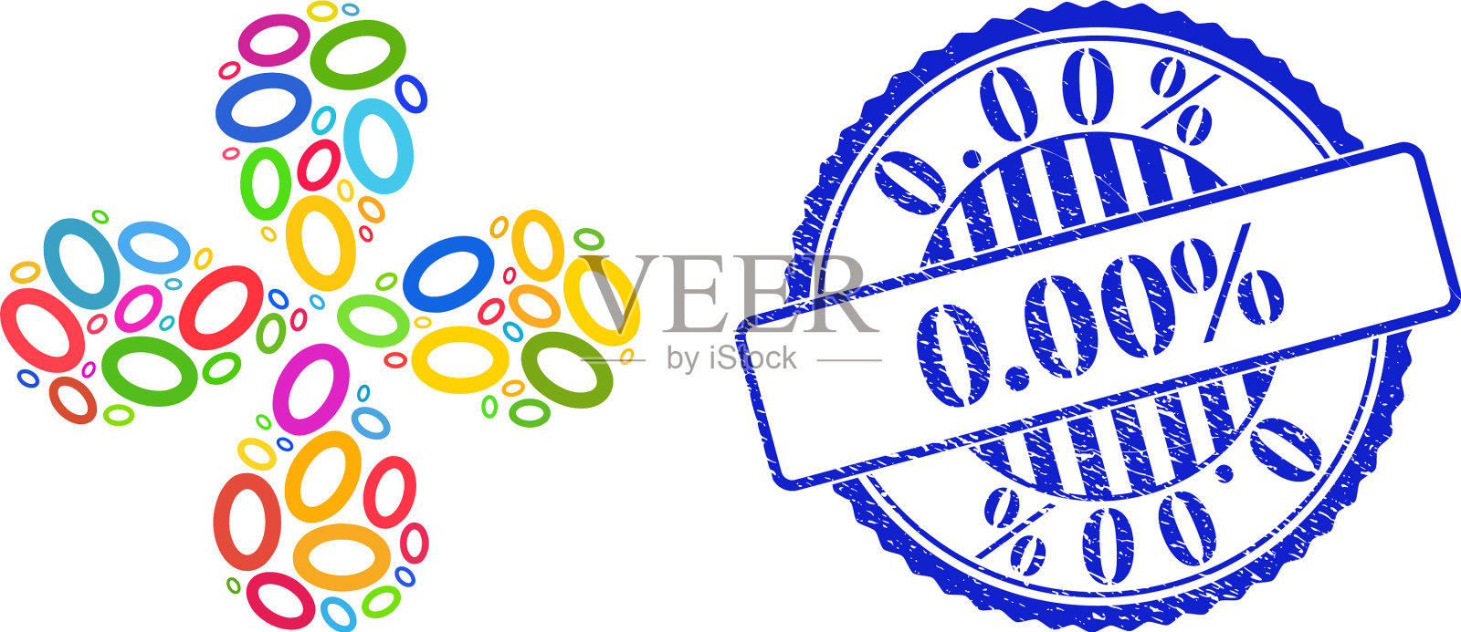 百分之四十万的危难邮票和数字零彩色插画图片素材