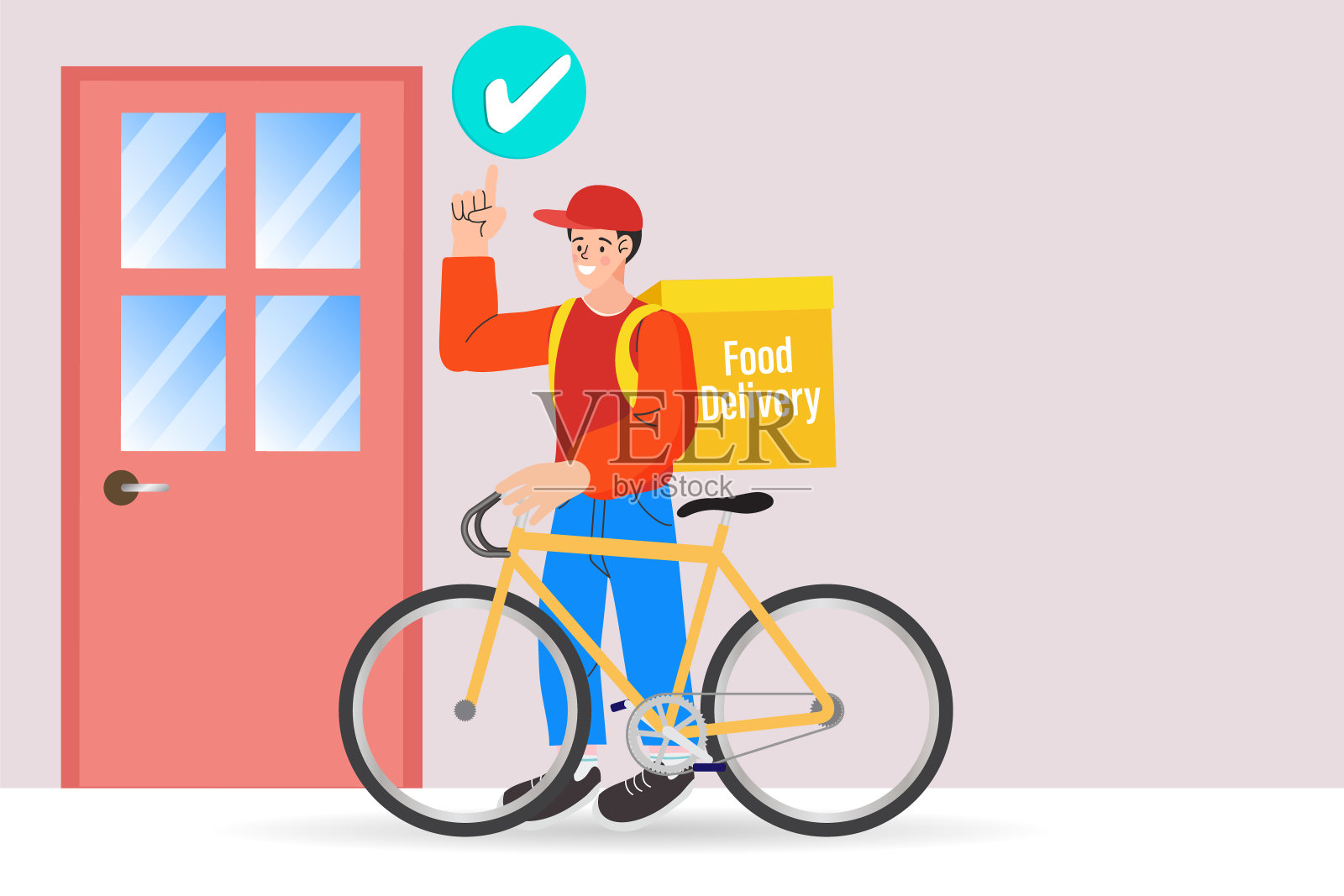 手机app快速配送服务设计理念。数字营销线上配送服务平面设计横幅插画理念。互联网电子商务。插画图片素材