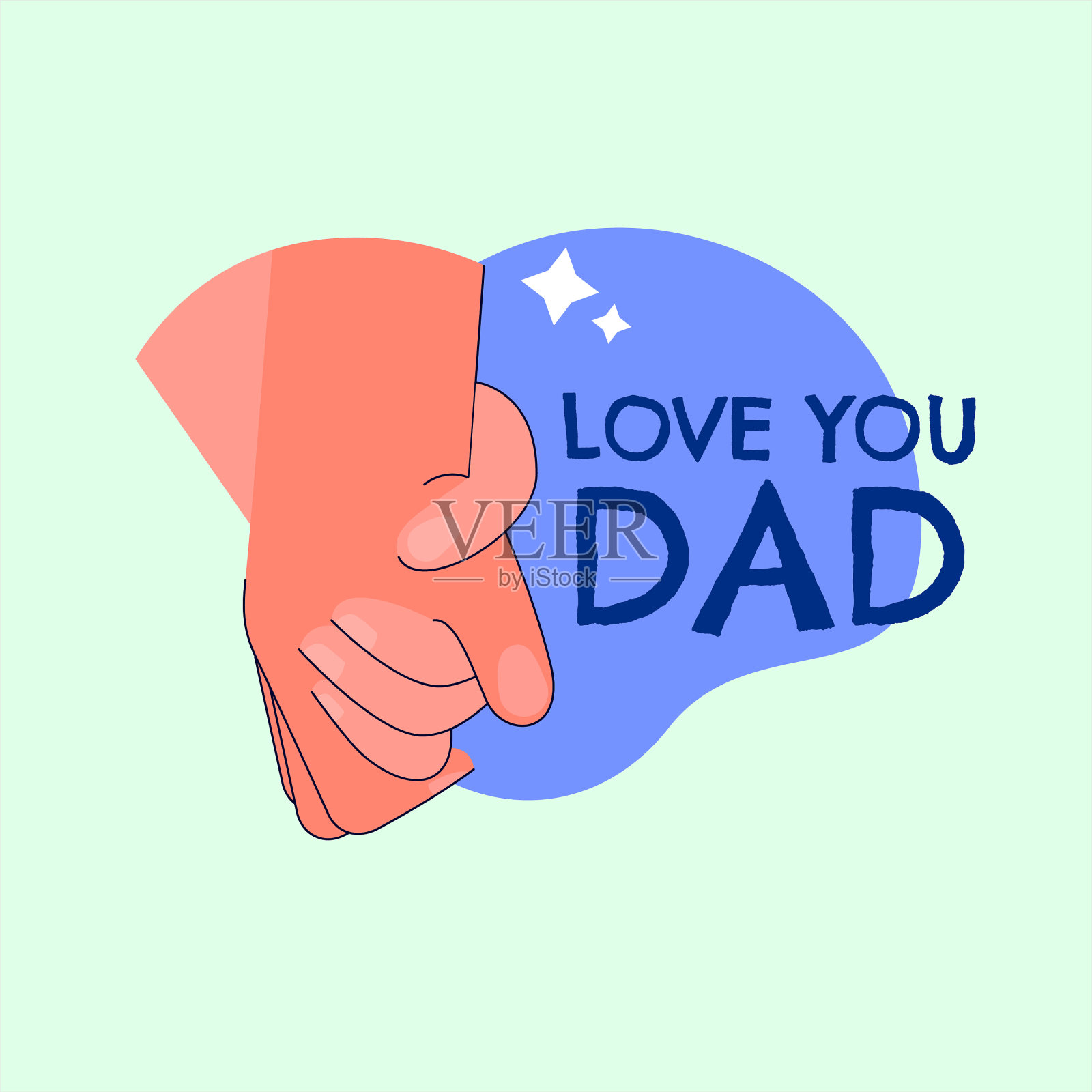 手绘父亲节贴纸插画图片素材