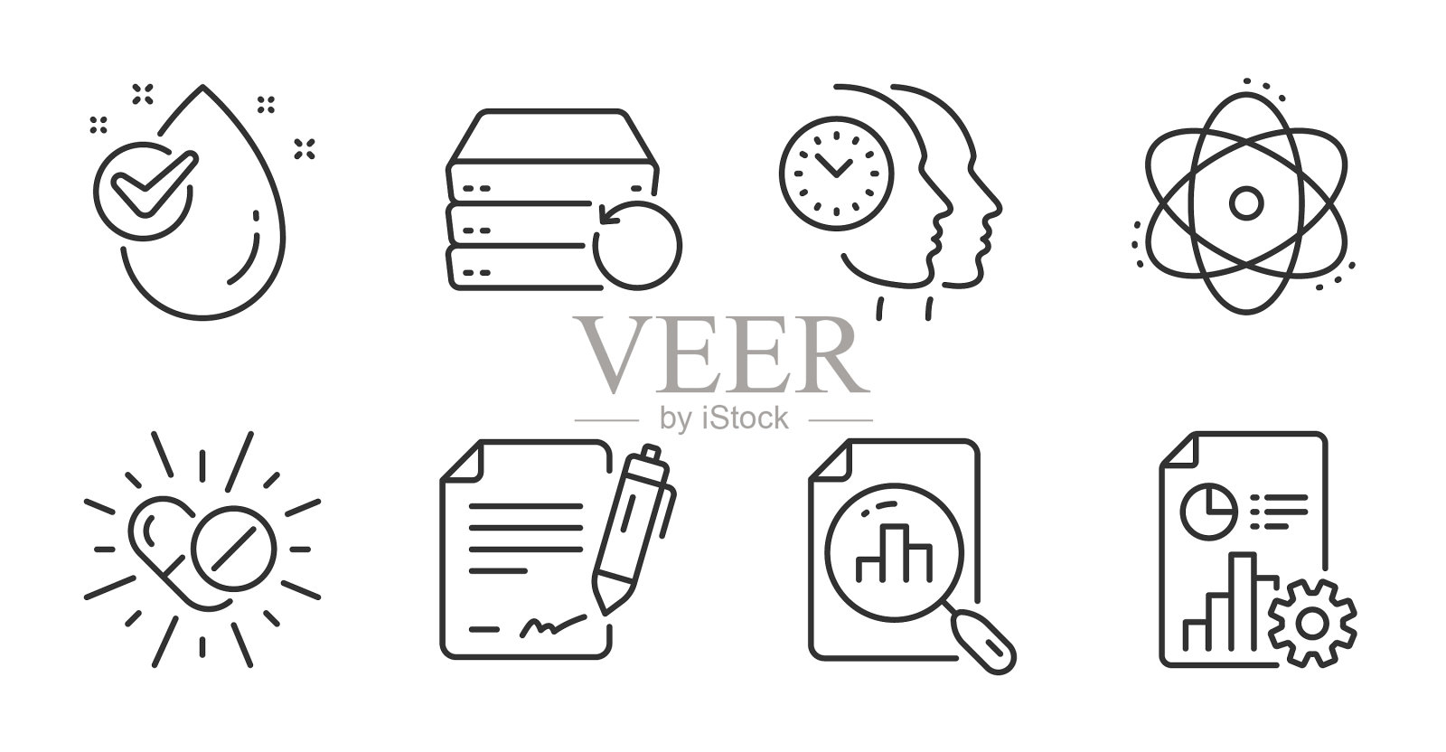 水滴分析图和时间管理图标素材