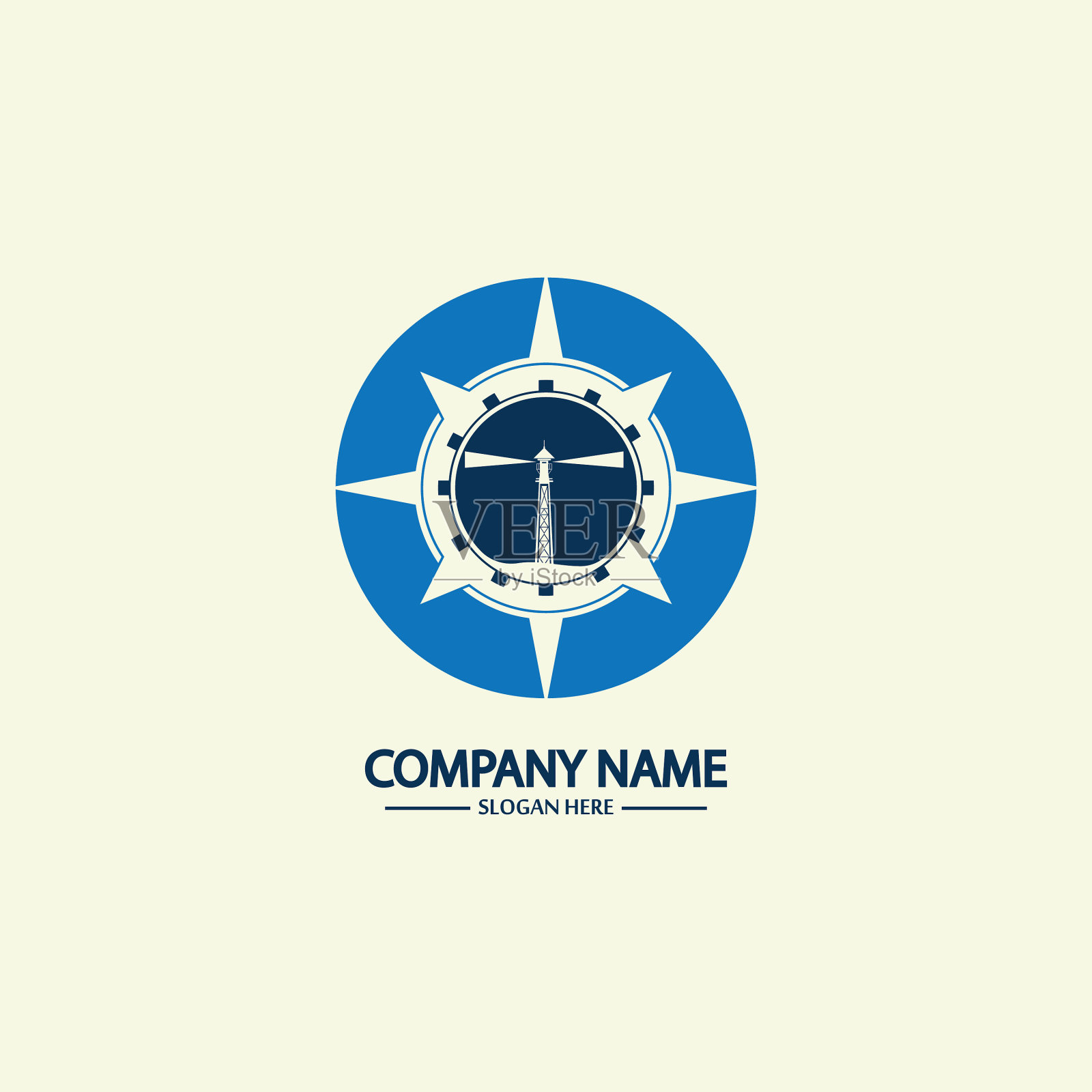 指南针和灯塔标志设计模板插画图片素材