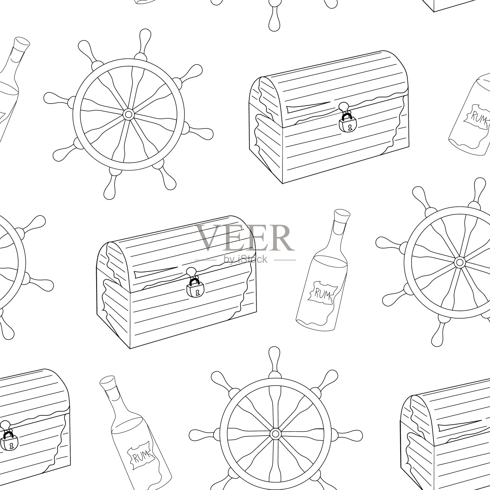 无缝拉轮宝箱插画图片素材