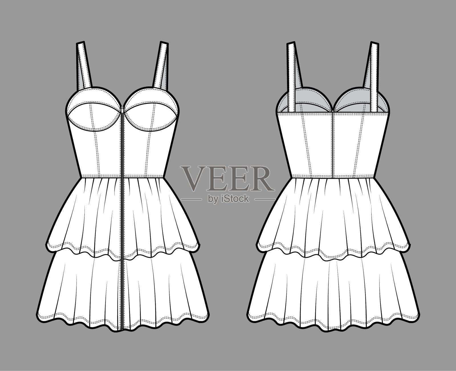 拉链胸衣技术时尚插画图片素材