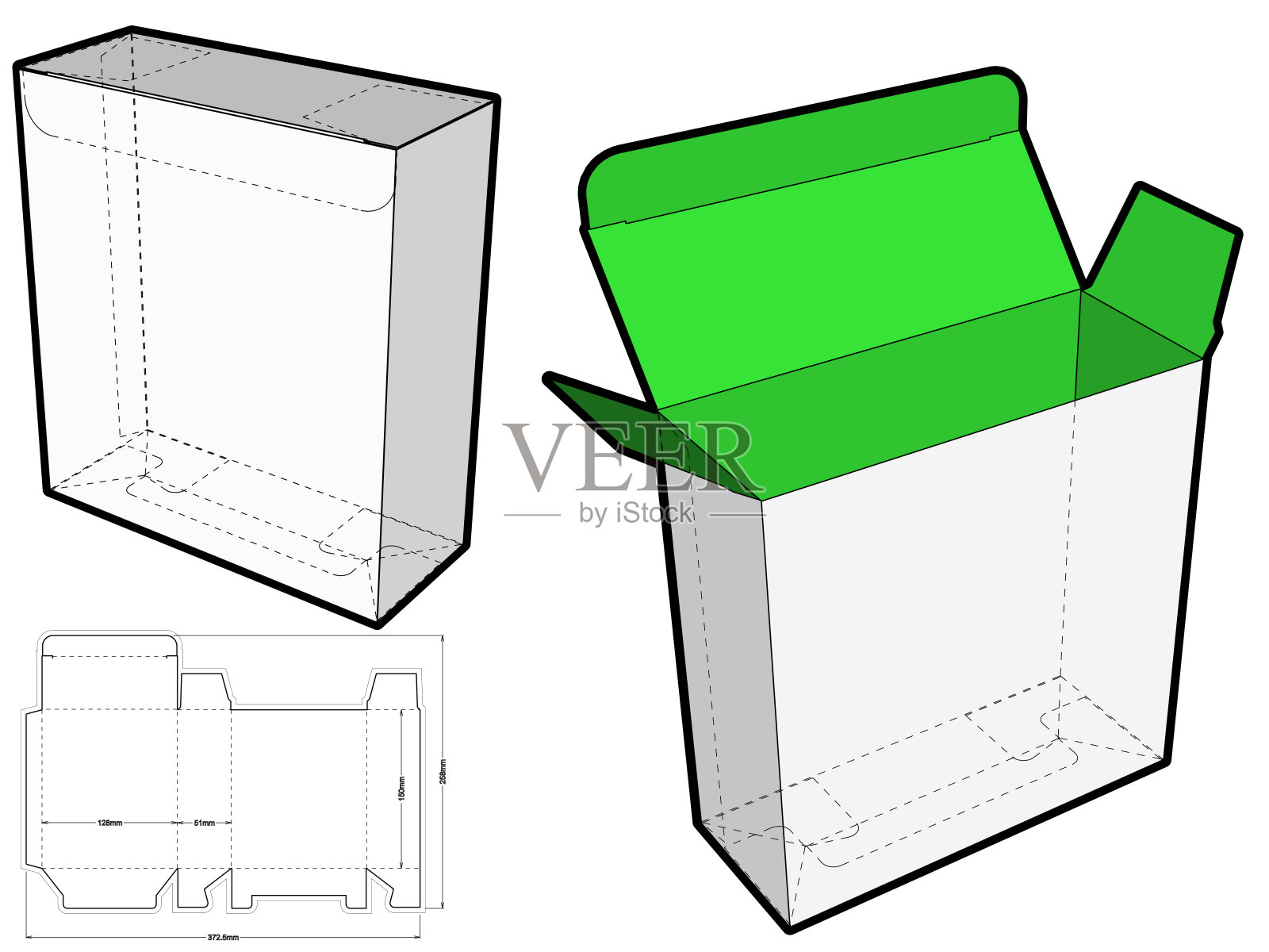 简单包装盒和模切图案。.eps文件是完整的,功能齐全。为真正的纸板生产准备。插画图片素材