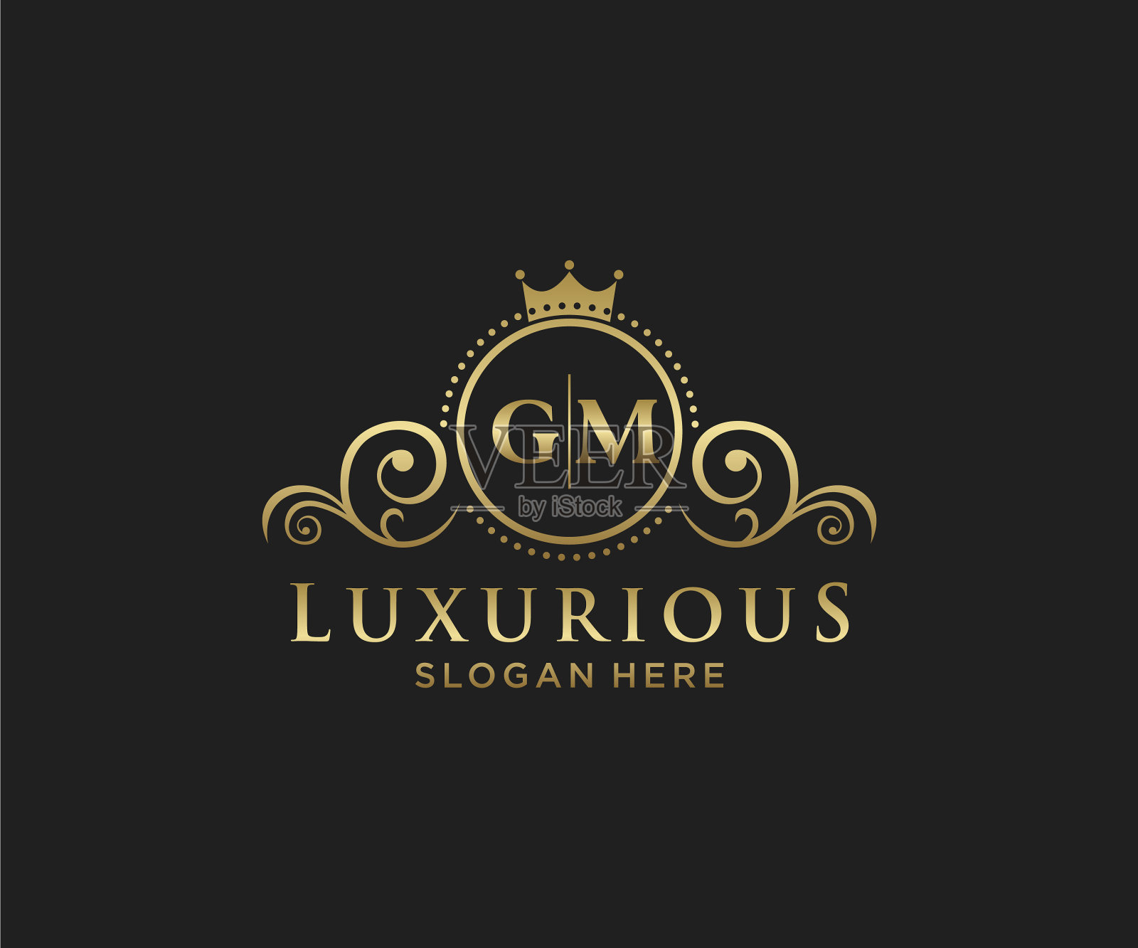 最初的通用信皇家豪华标志模板插画图片素材