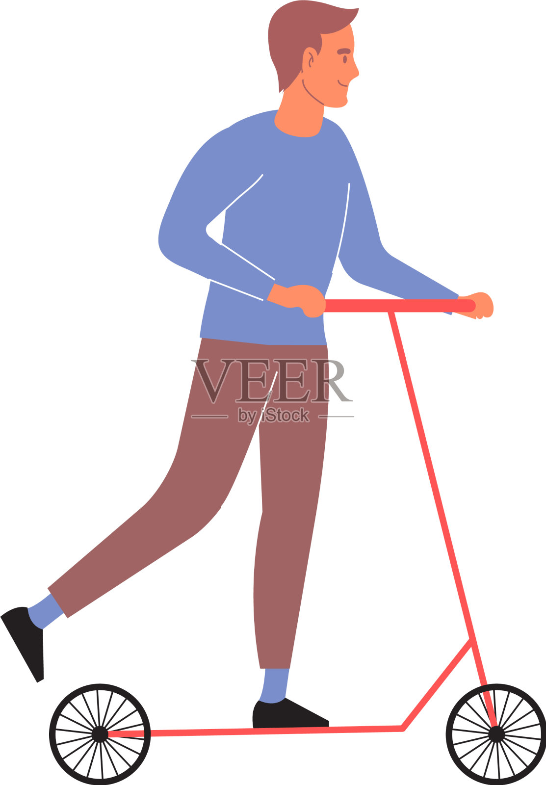 踢滑板车人作文设计元素图片