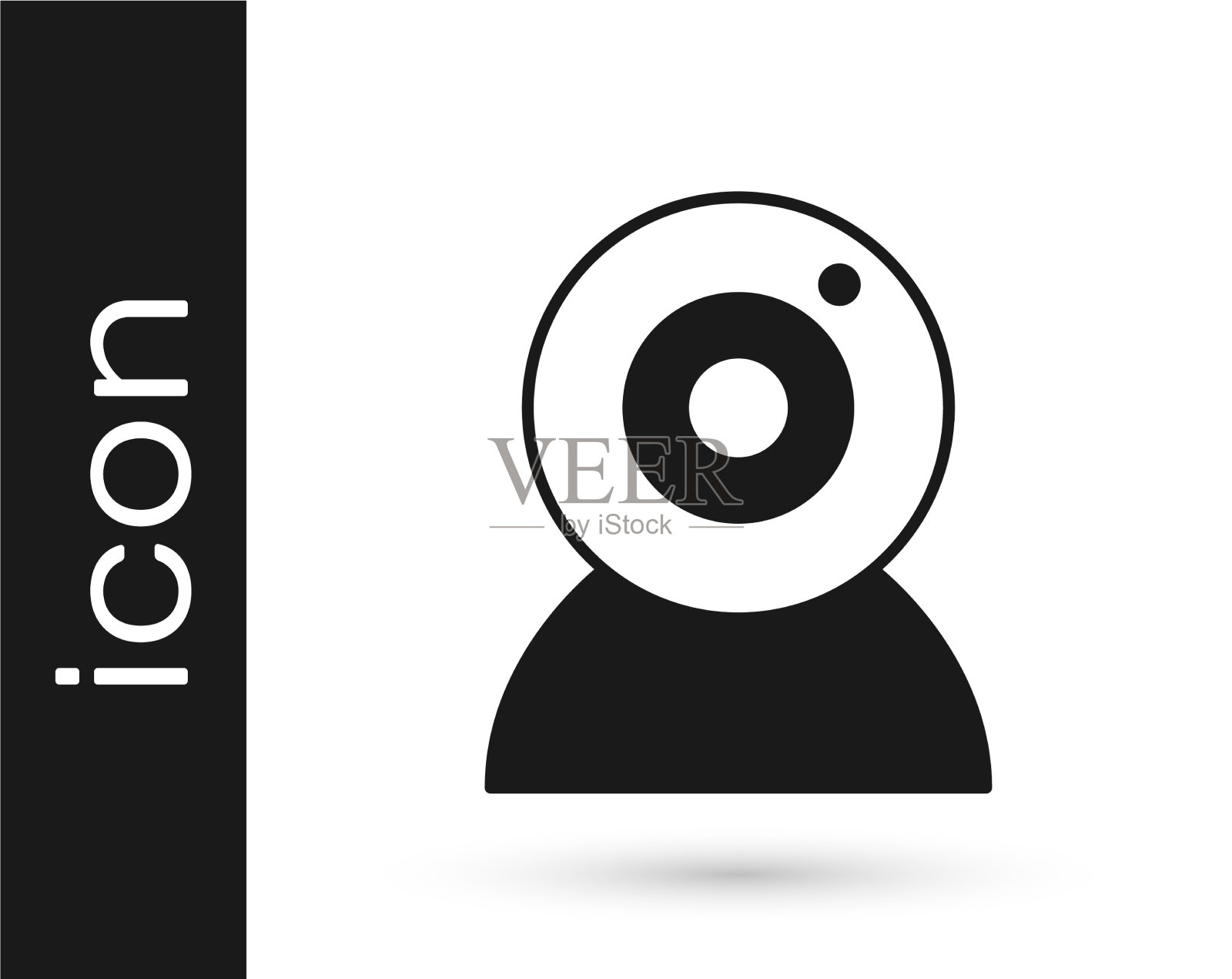 黑色网络摄像头图标孤立在白色背景图标素材