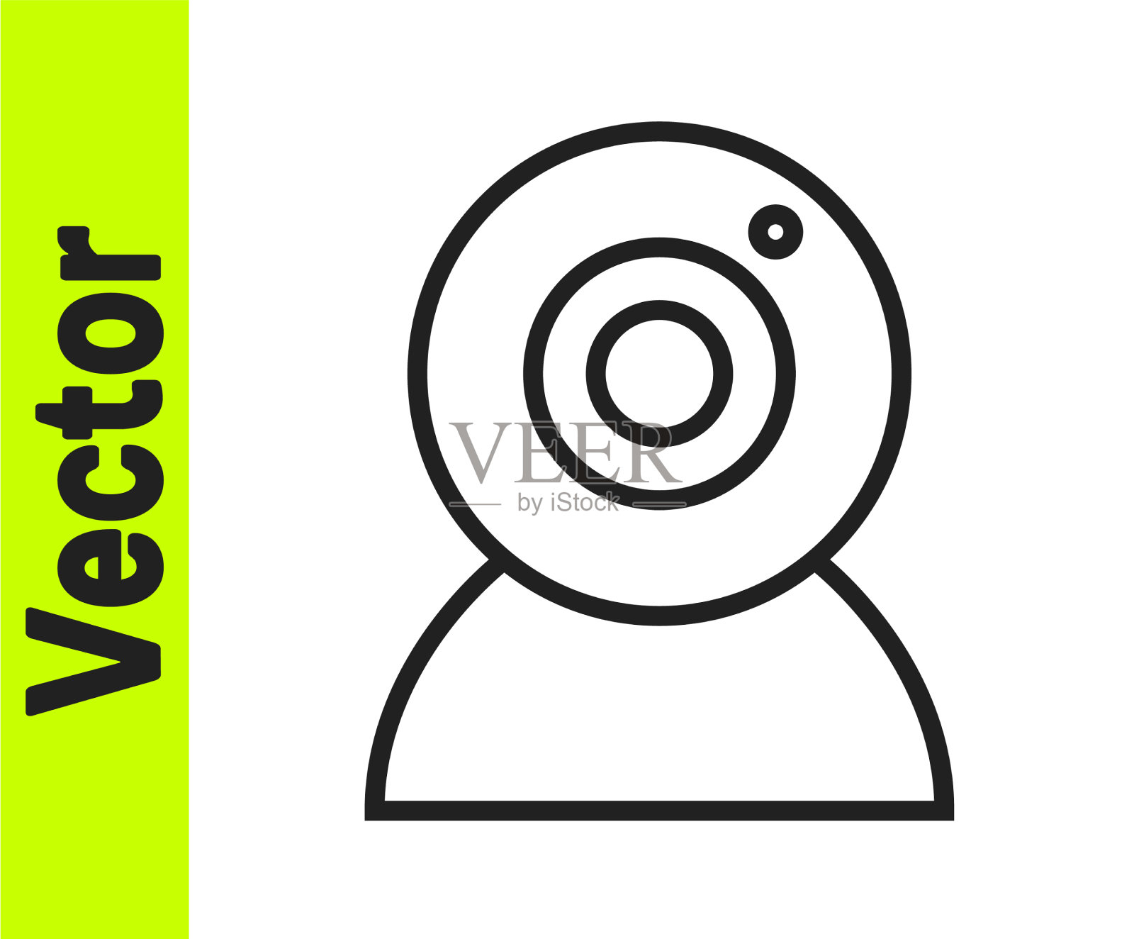 黑线网络摄像头图标隔离在白色图标素材