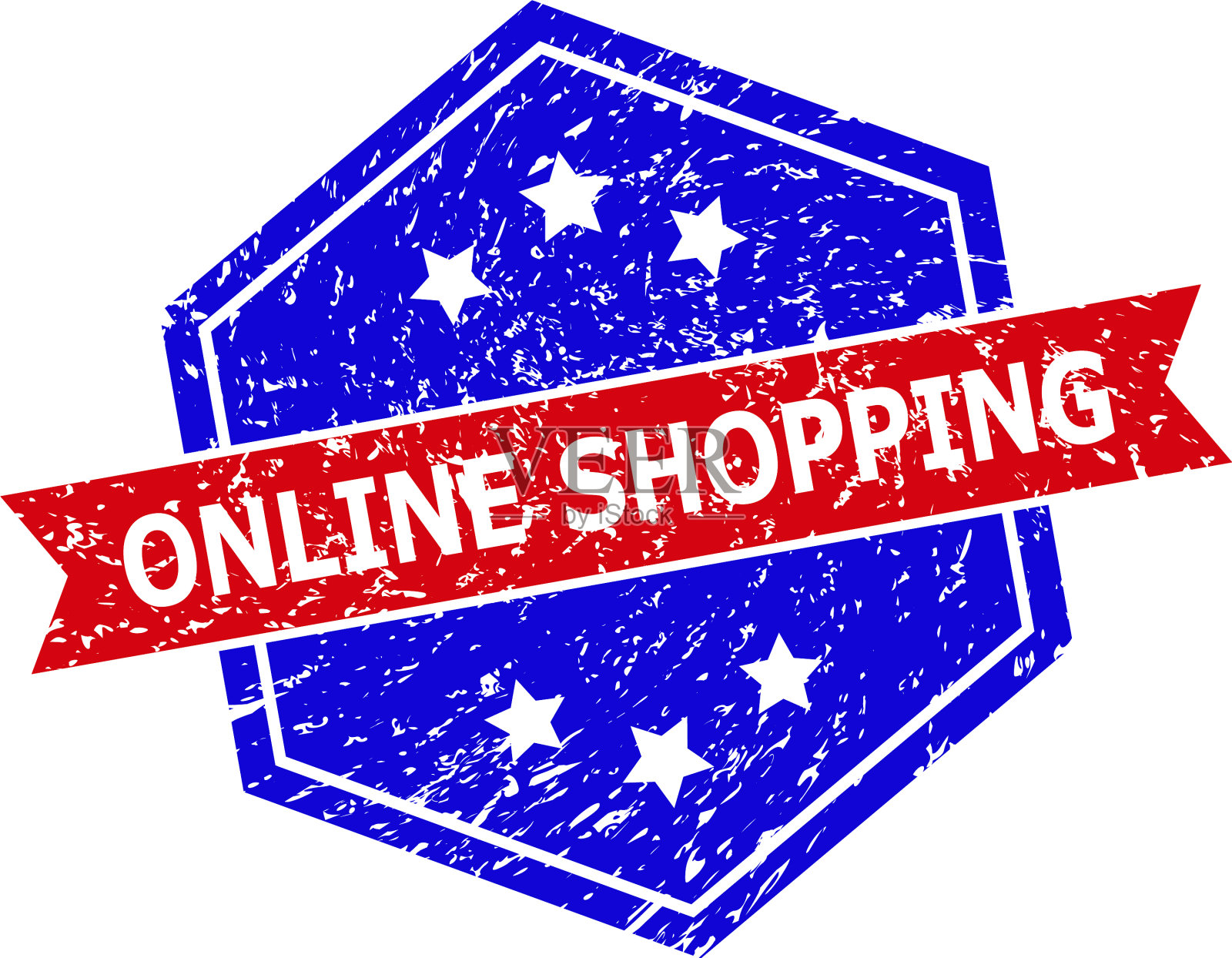 六角二色网上购物封条与不洁插画图片素材