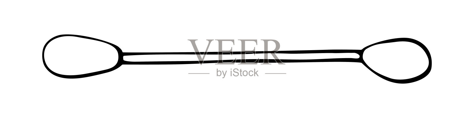 棉花花蕾,拭子。矢量轮廓插图,黑白剪贴画,手绘,涂鸦素描风格,孤立插画图片素材