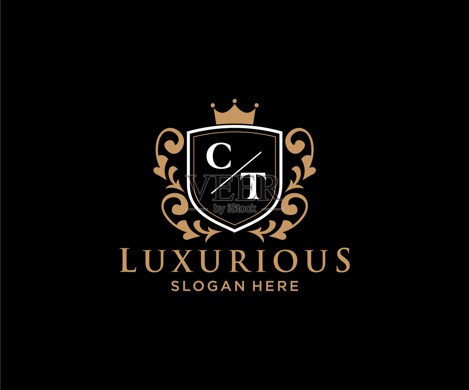 首字母ct皇家奢侈标志模板插画图片素材