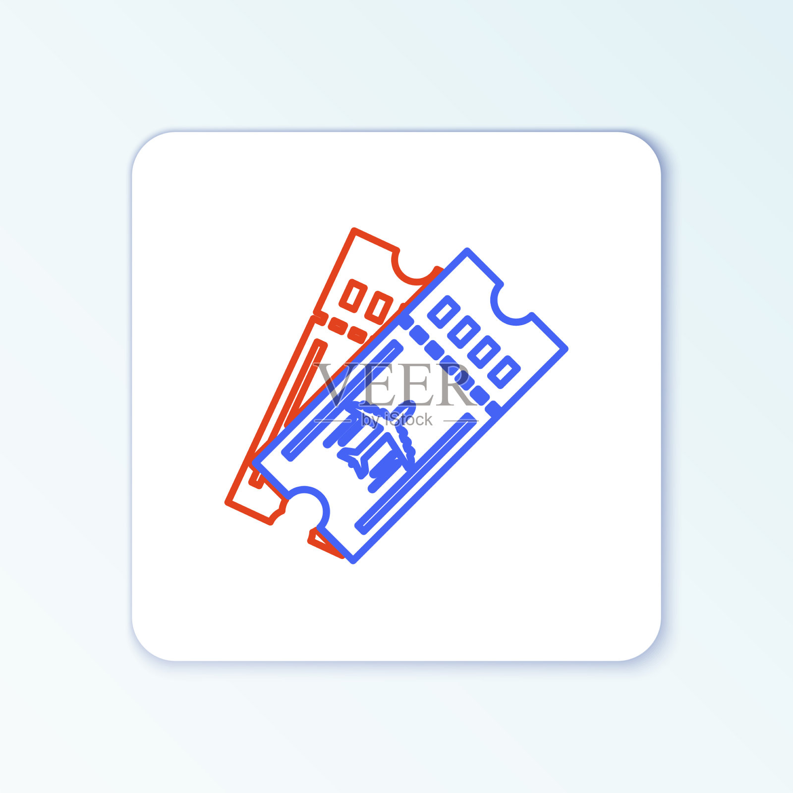 线机票图标孤立的白色插画图片素材