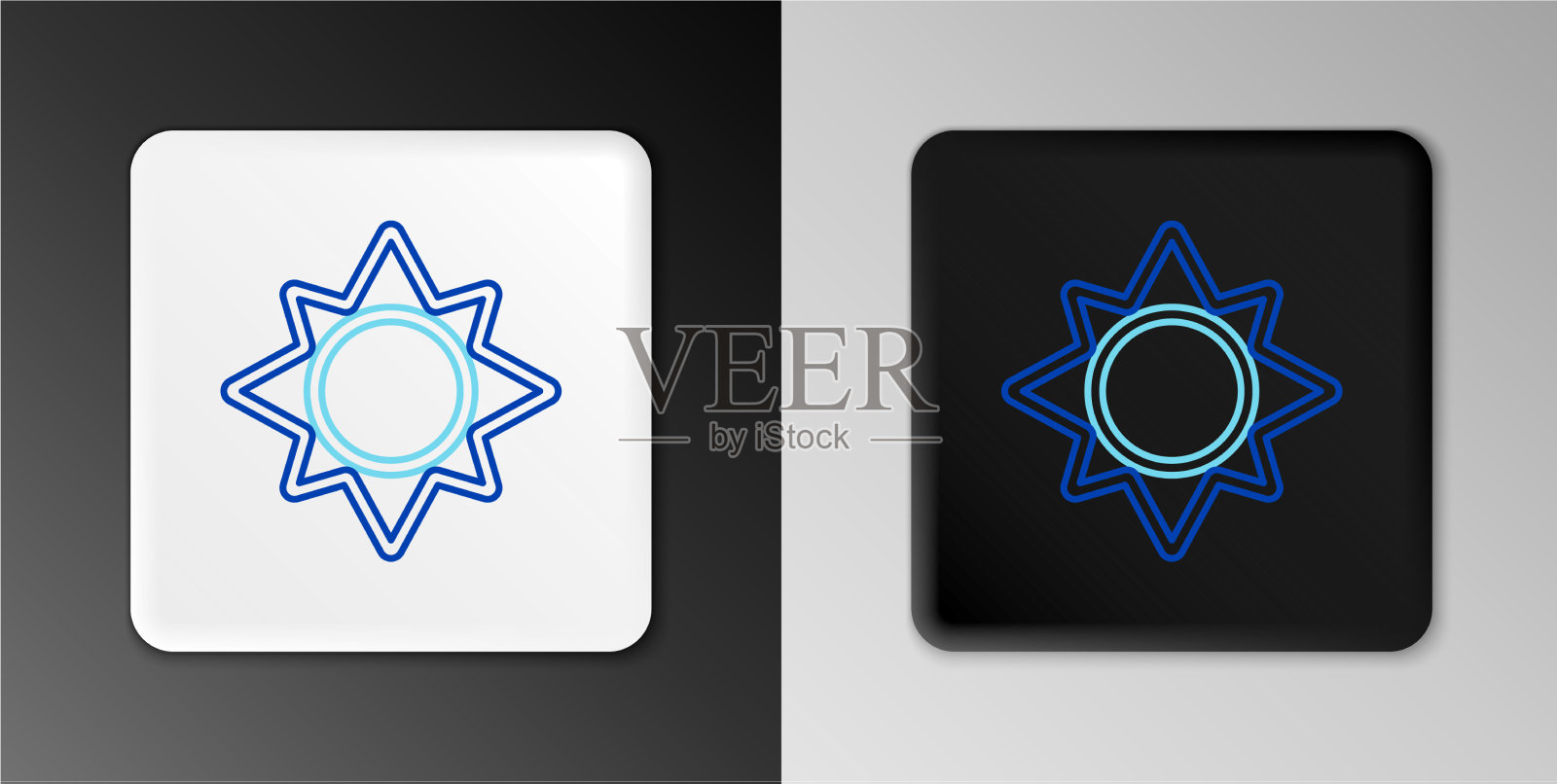 线太阳图标孤立在灰色背景图标素材