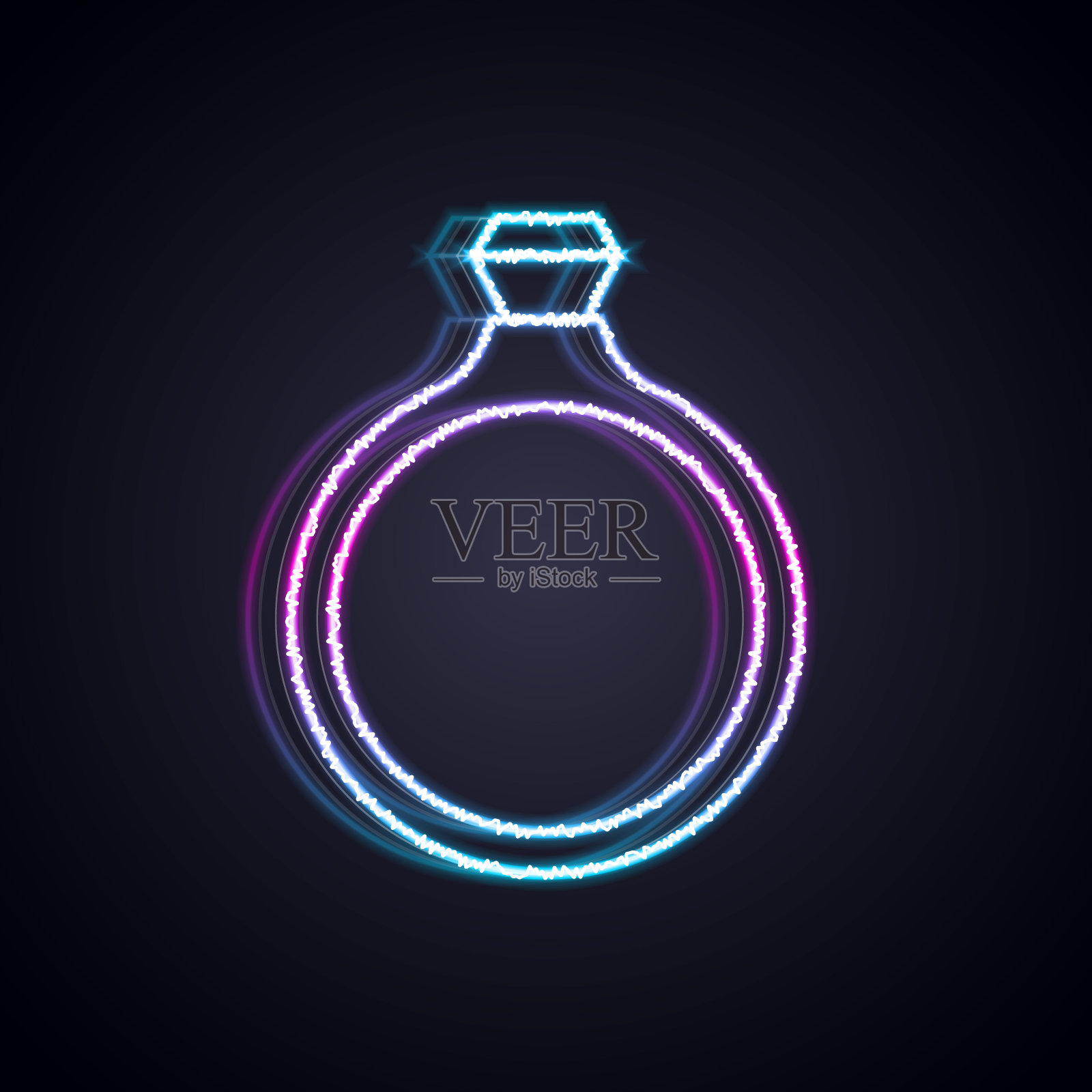 钻石订婚戒指图标孤立在黑色背景。向量插画图片素材