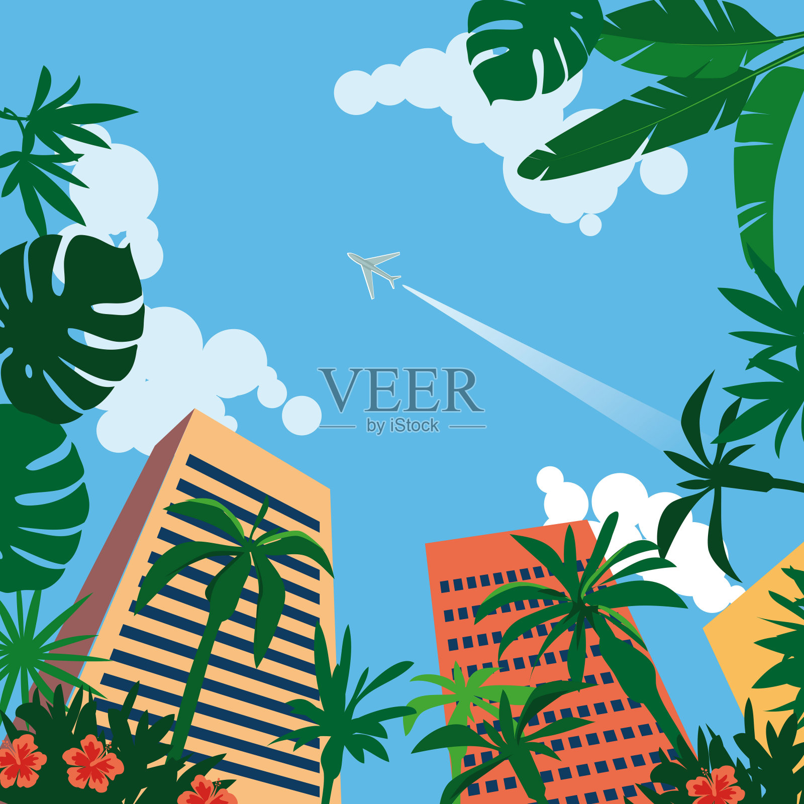 到达度假目的地插画图片素材