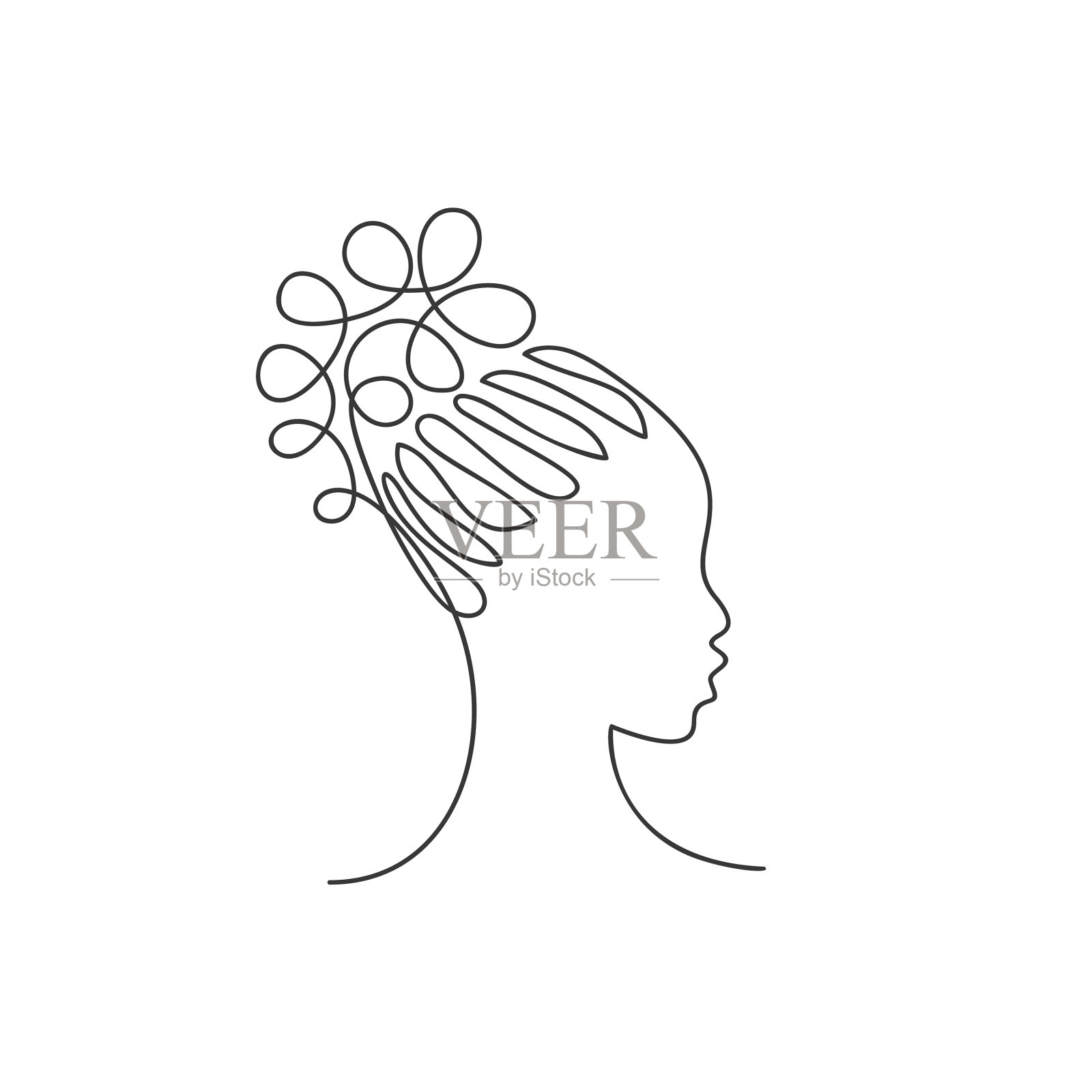 美丽的非洲女孩的脸侧面与卷发设计元素图片