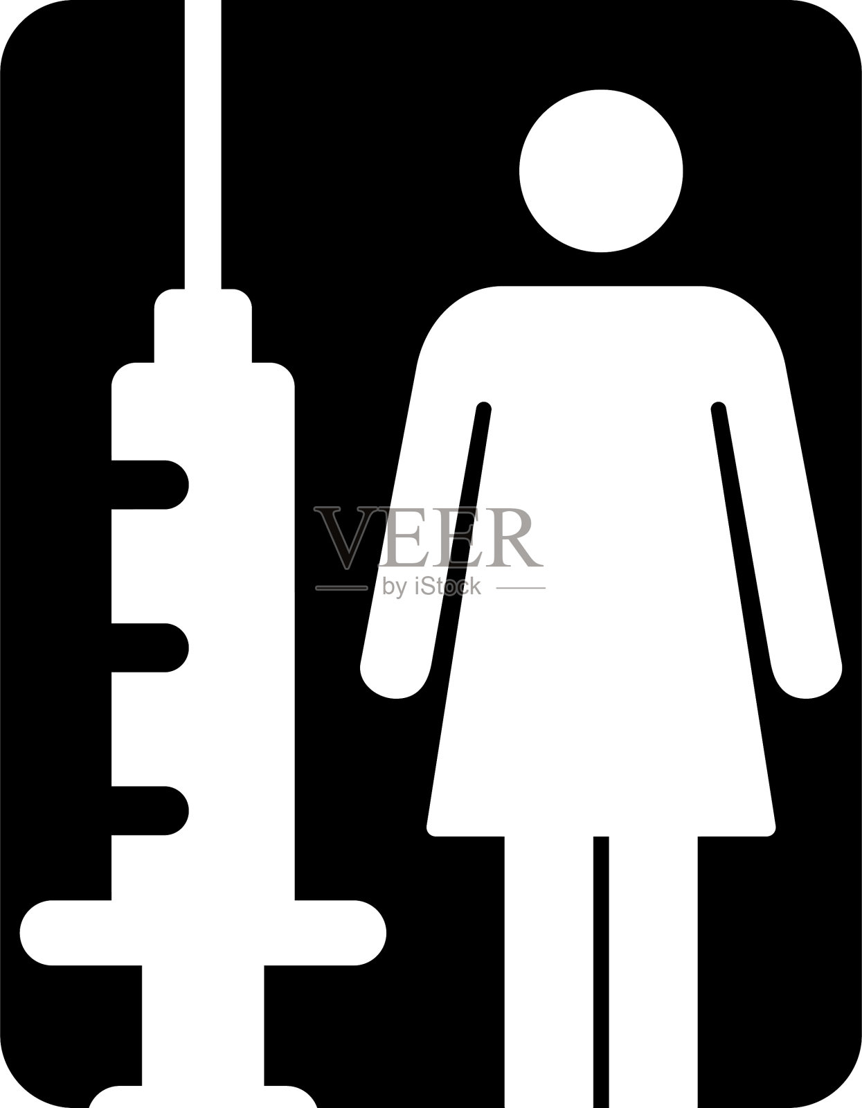 疫苗图标与注射注射器女性人插画图片素材