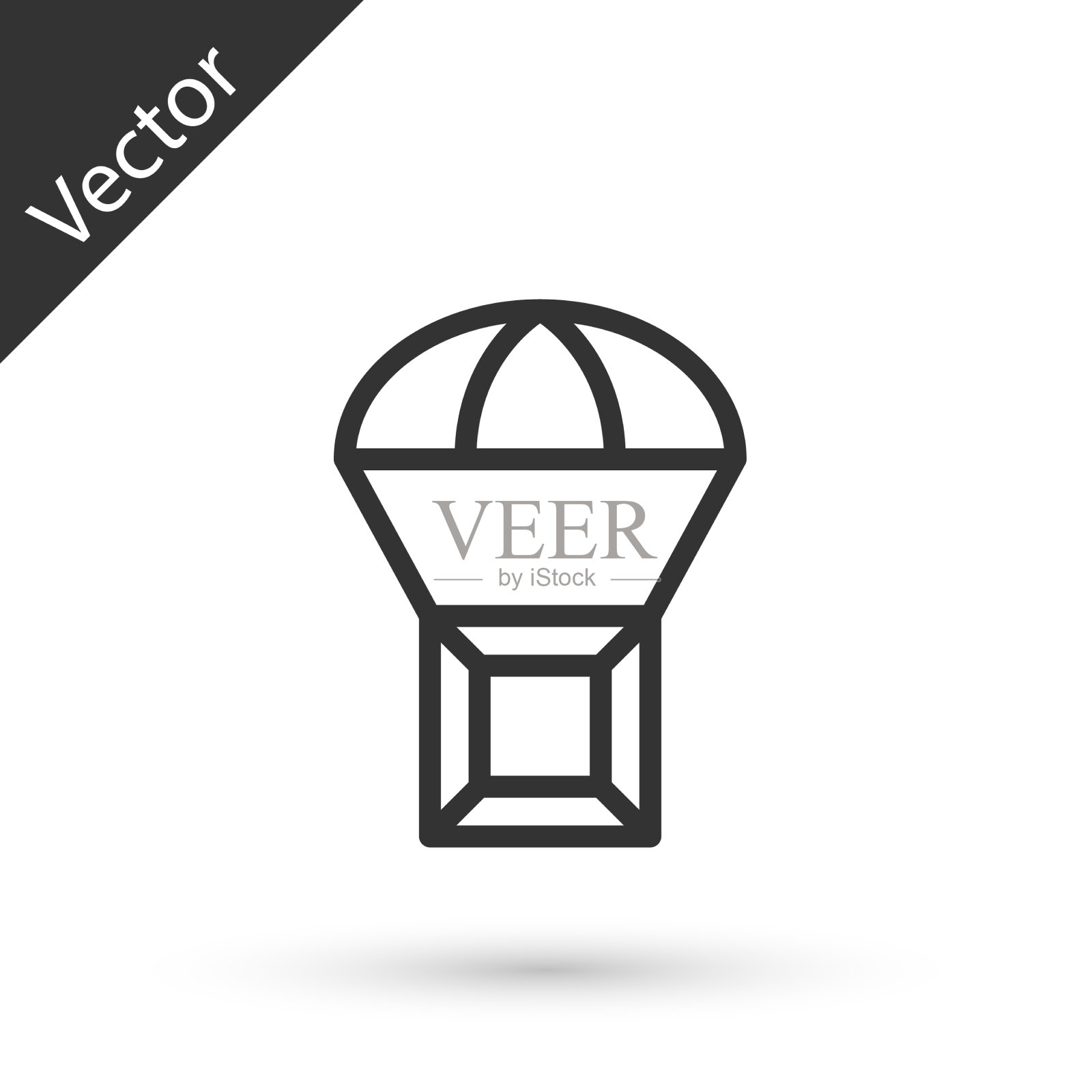 灰线盒飞上降落伞图标孤立上图标素材