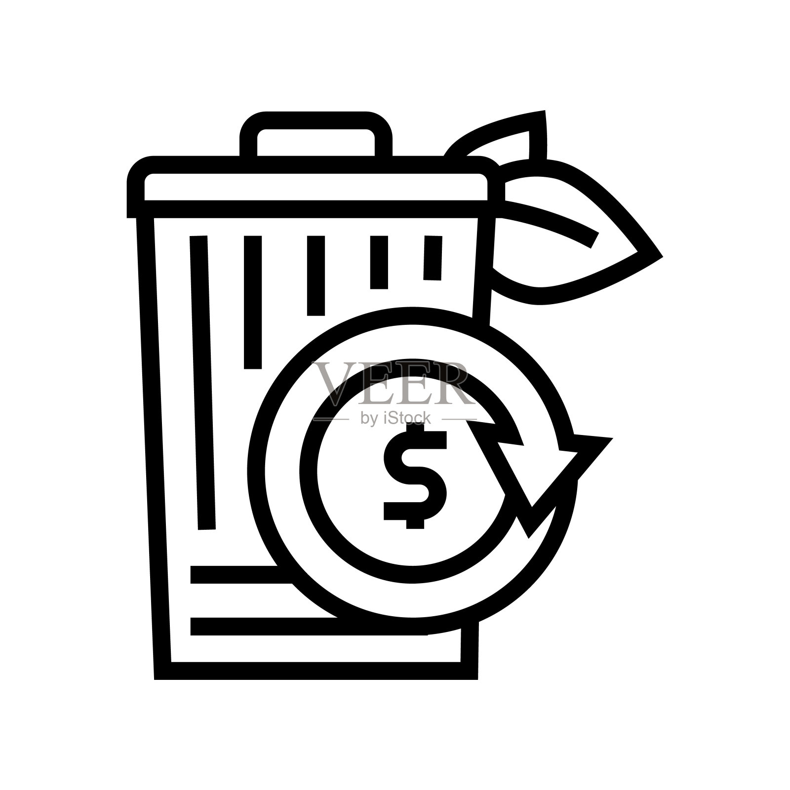 零浪费线图标矢量插图图标素材