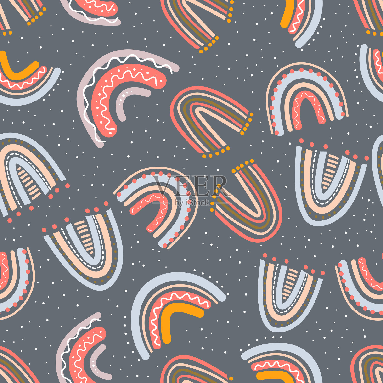 无边的彩虹图案波西米亚插画图片素材