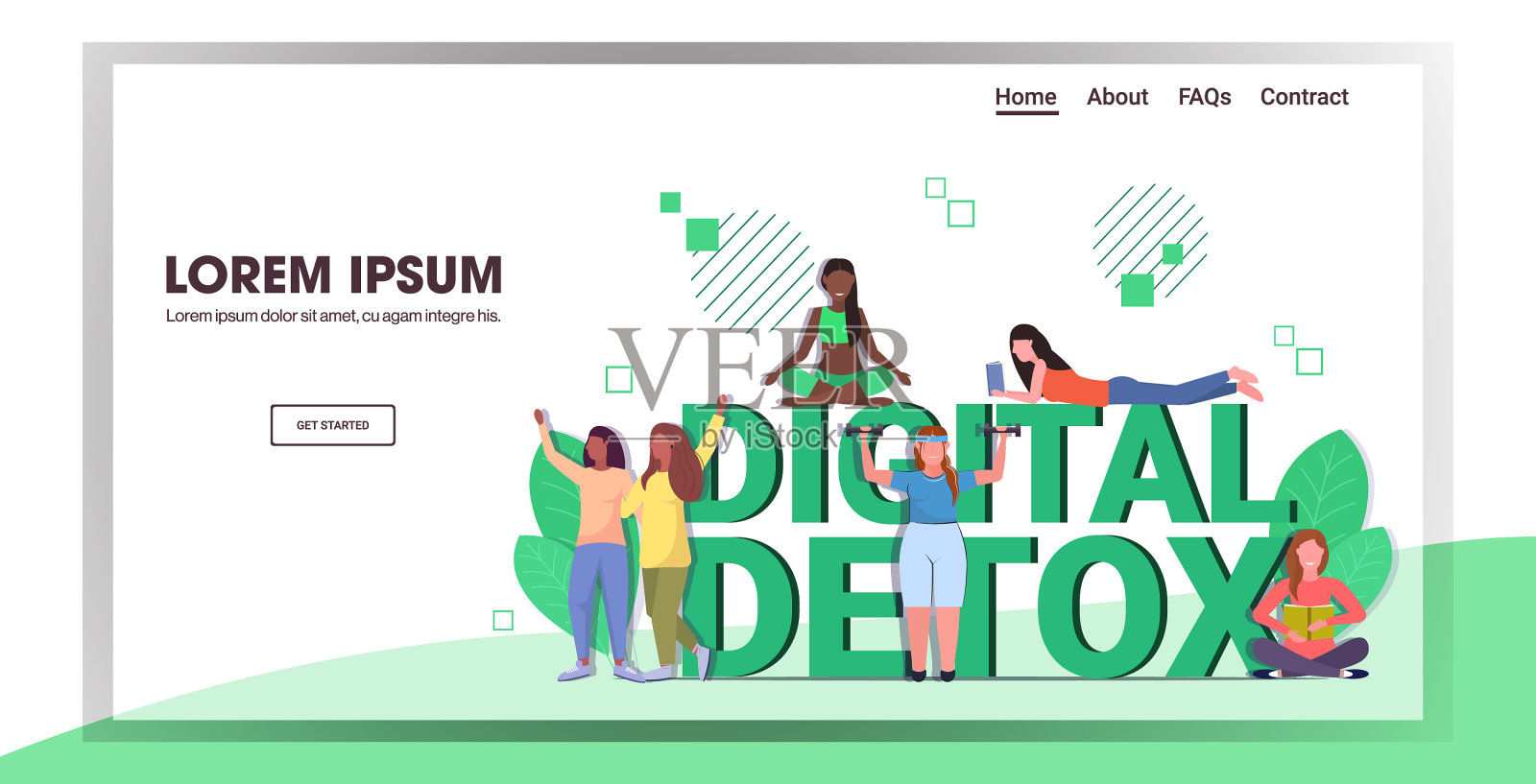 不同种族的人不使用电子设备插画图片素材