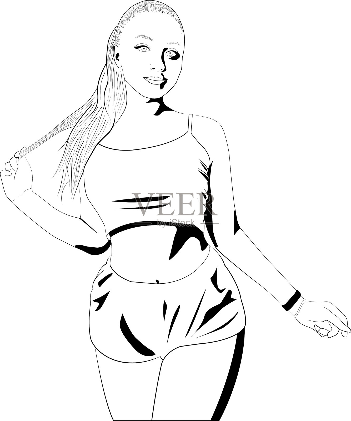 阴影女孩插画图片素材