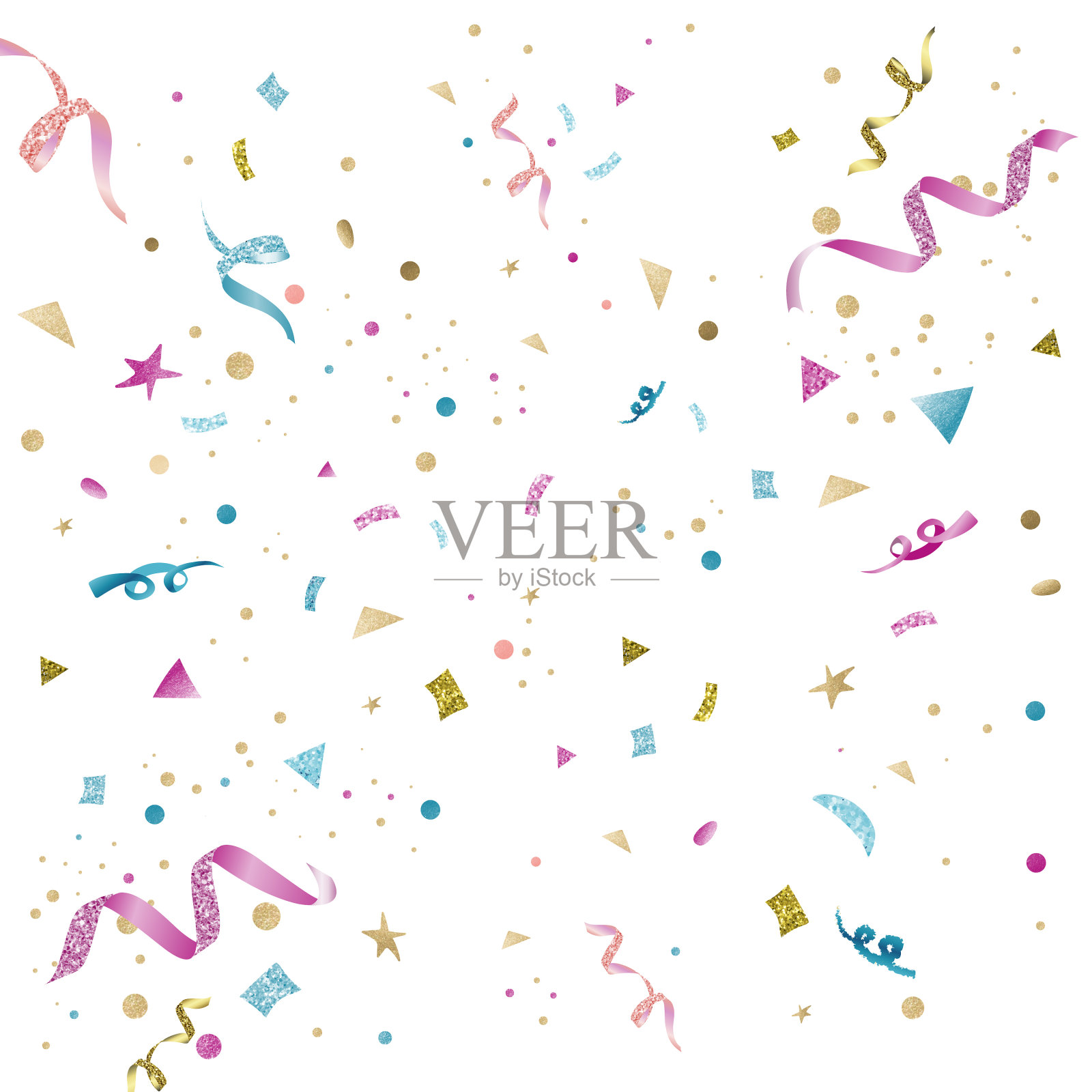 五彩缤纷的五彩纸屑庆祝设计插画图片素材