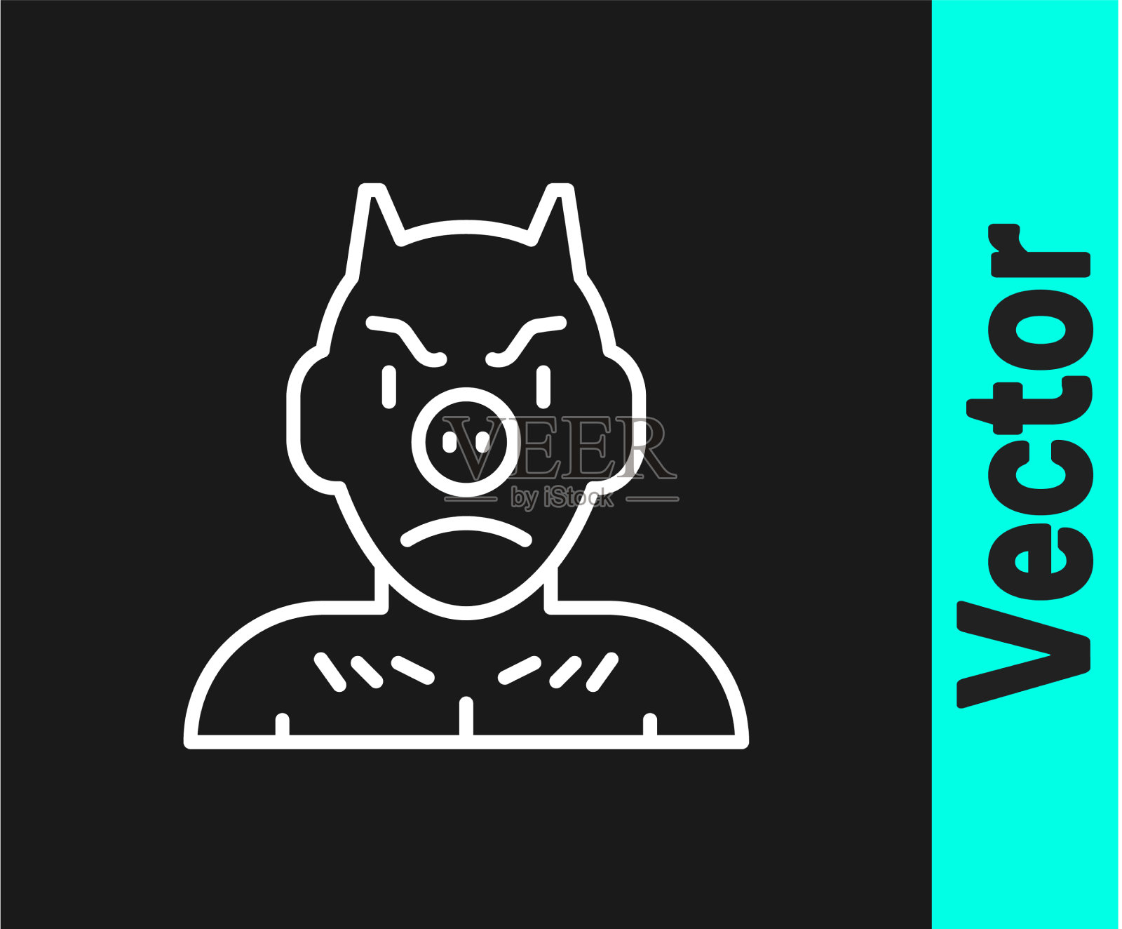 白线克拉普斯赫克图标孤立在黑色插画图片素材