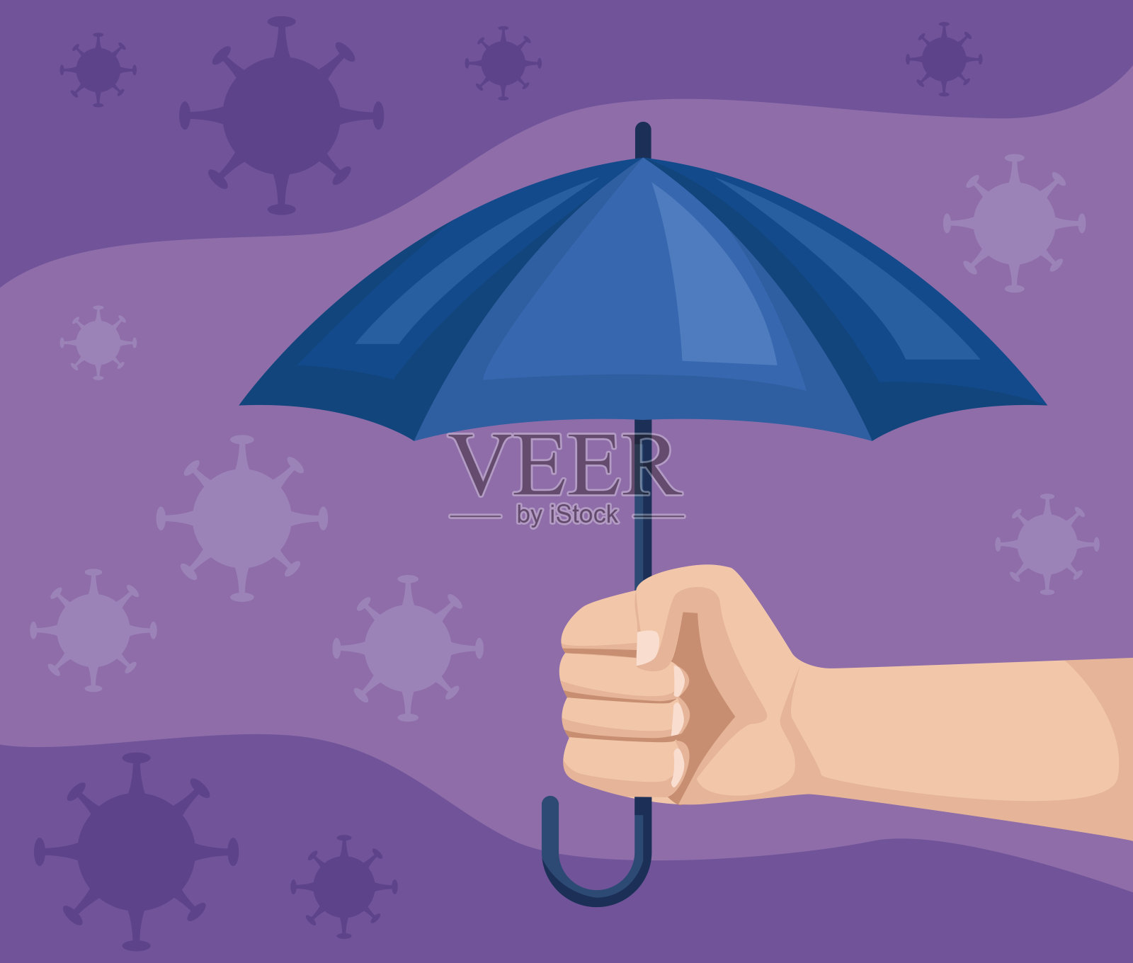 手拿着伞插画图片素材