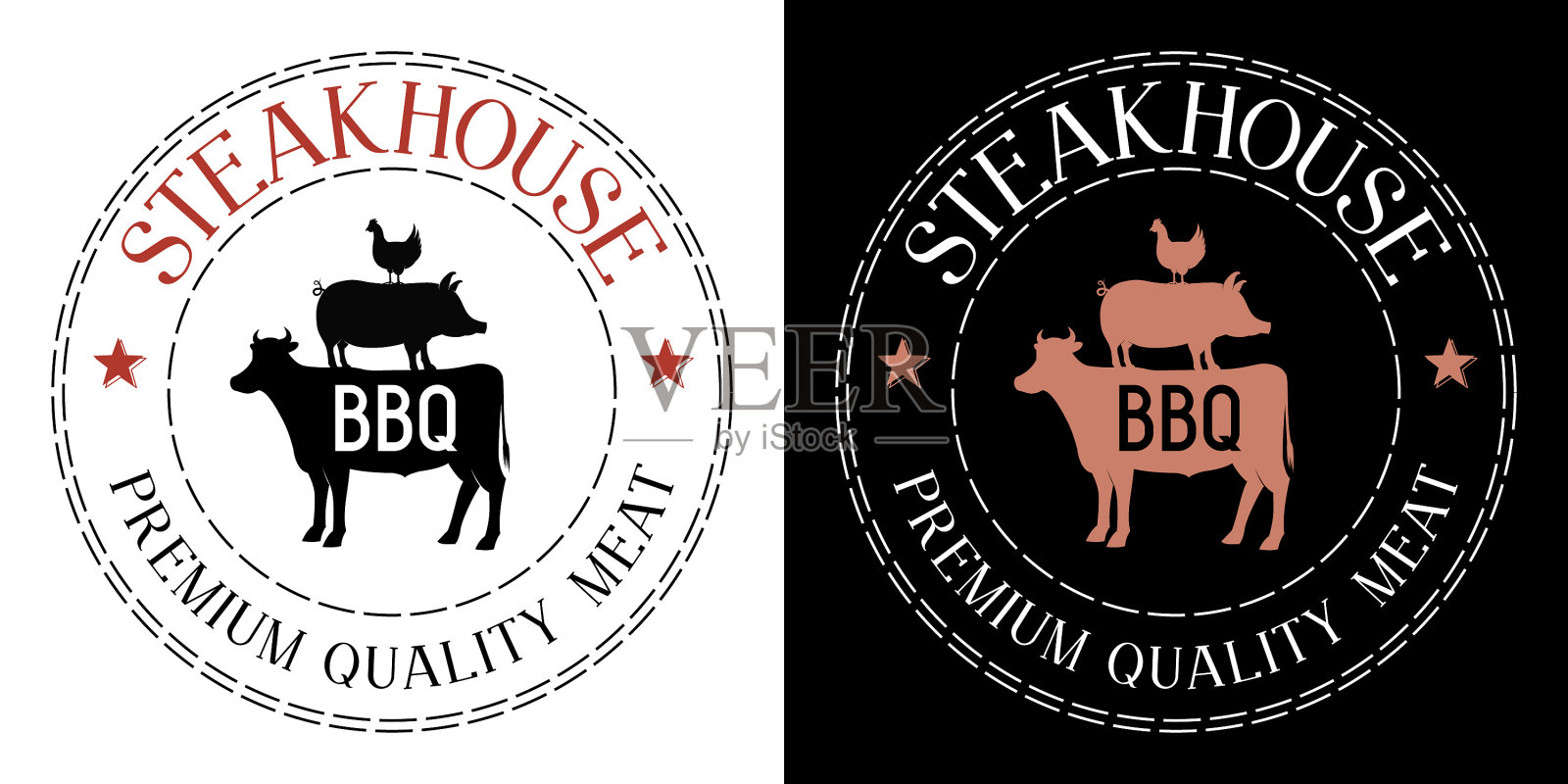 牛排烧烤架-标志插画图片素材