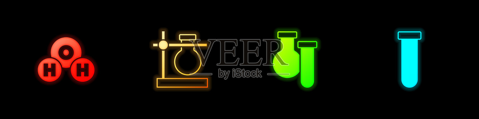 在试管烧瓶上设置化学配方图标素材