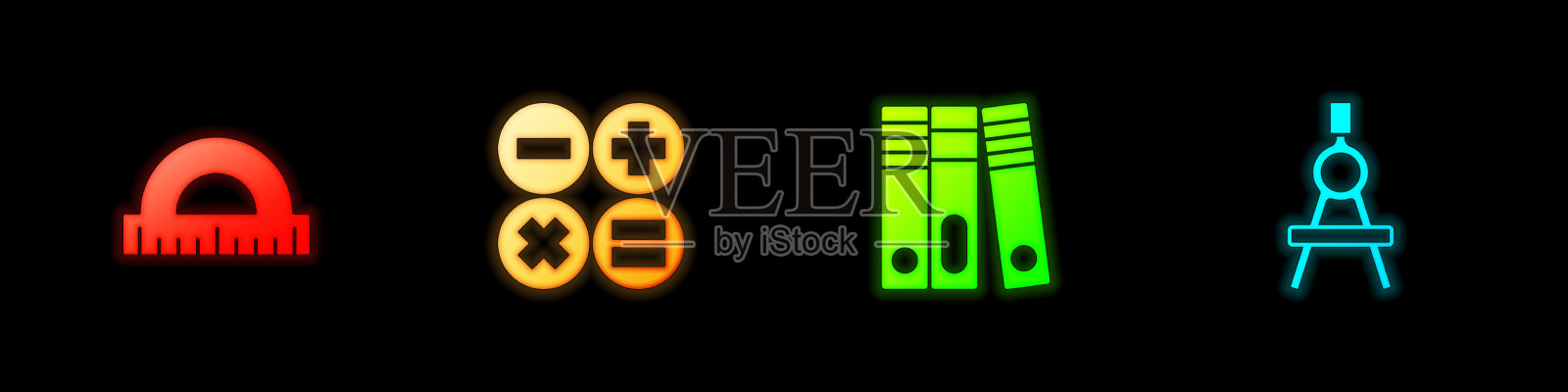 设置量角器计算器办公文件夹和图标素材