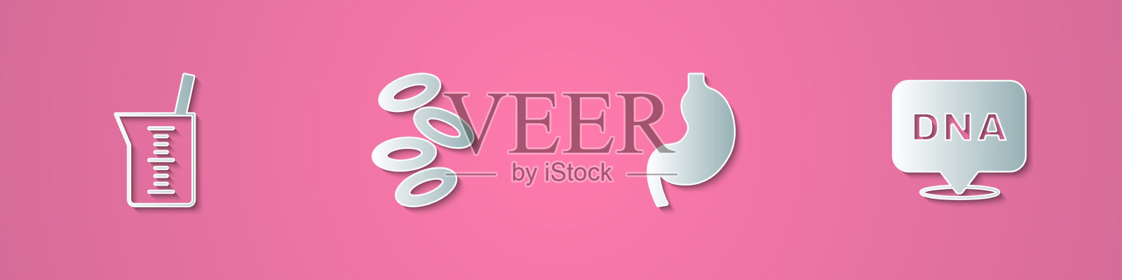 设置纸切割的实验室玻璃器皿或烧杯插画图片素材