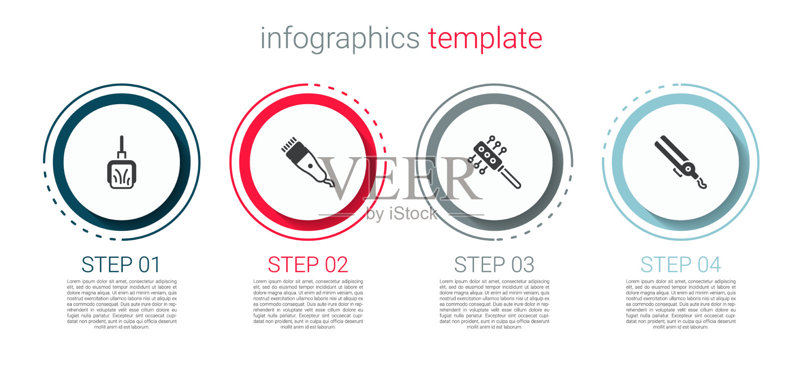 固定畚箕,电发剪,发刷插画图片素材