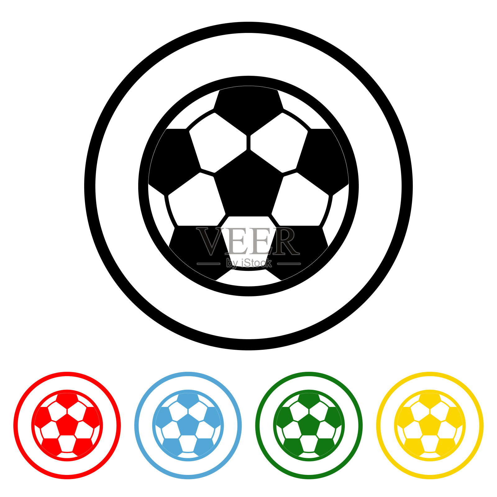 带有颜色变化的足球平面图标插画图片素材