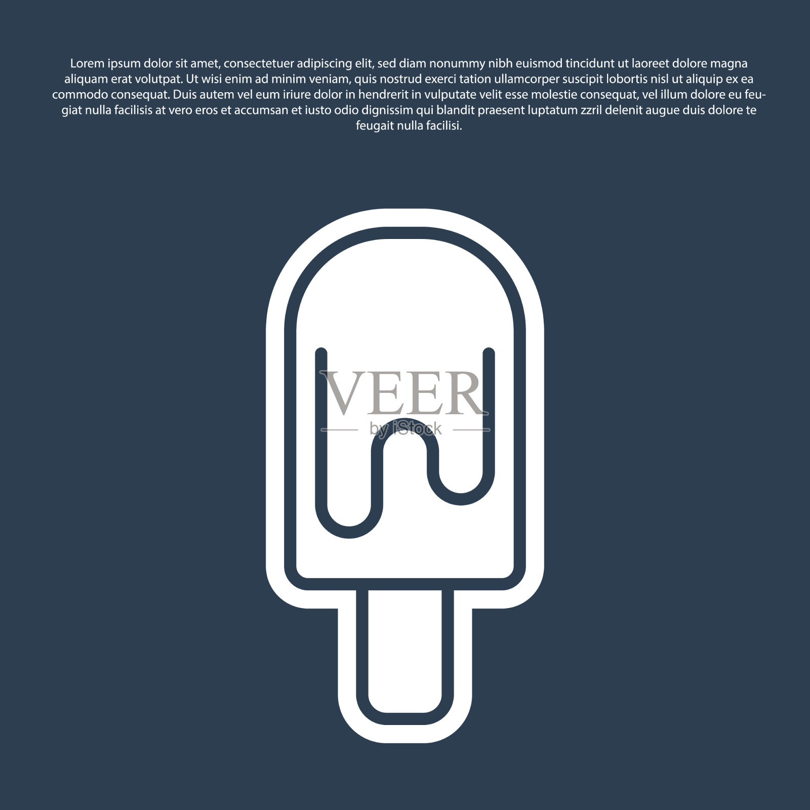 蓝线冰淇淋图标孤立在蓝色上插画图片素材