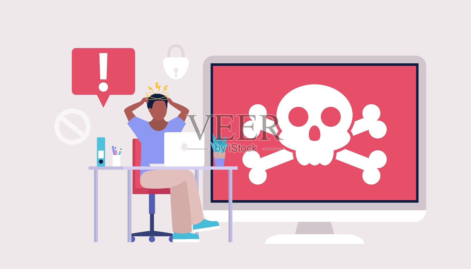 计算机病毒的概念插画图片素材