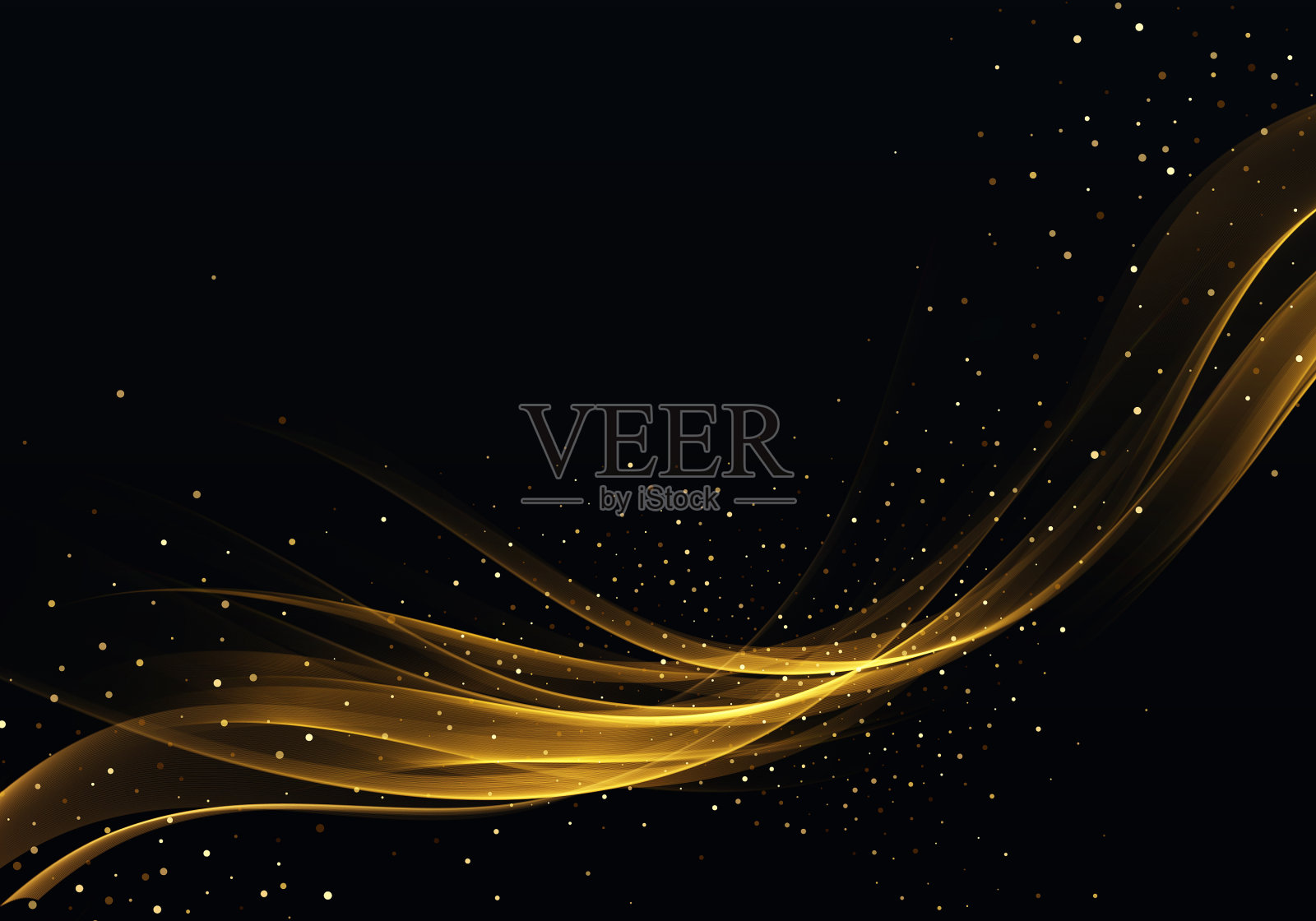 金色抽象透明光对黑色的影响插画图片素材