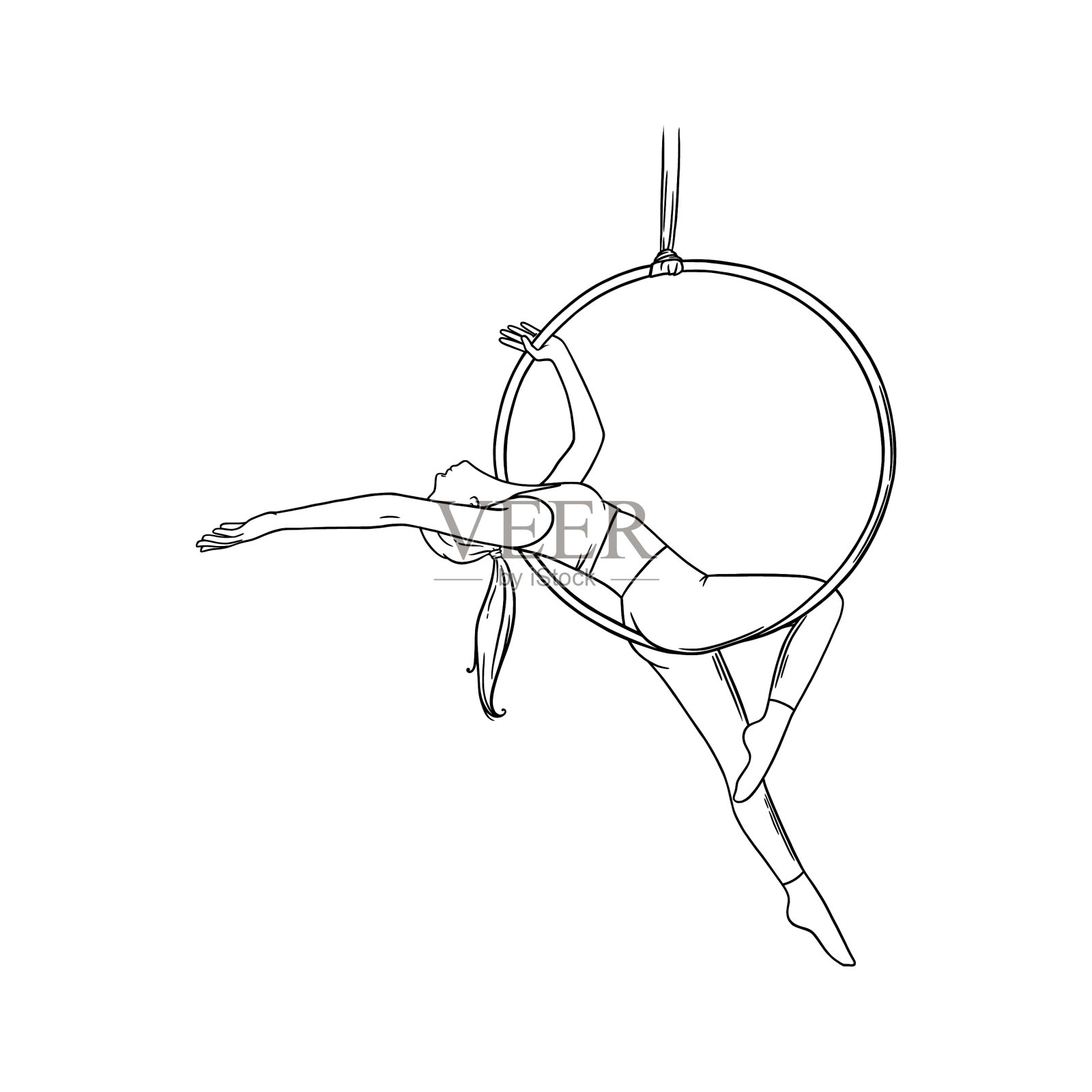 马戏团女杂技演员在箍空中舞蹈设计元素图片