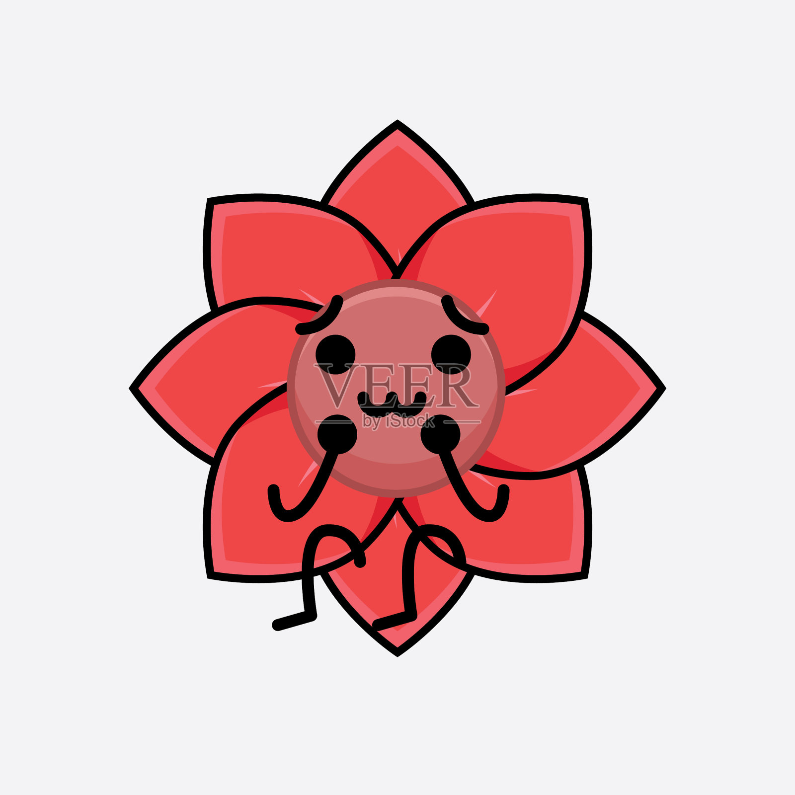 花朵可爱的性格,有着简单的脸和手插画图片素材