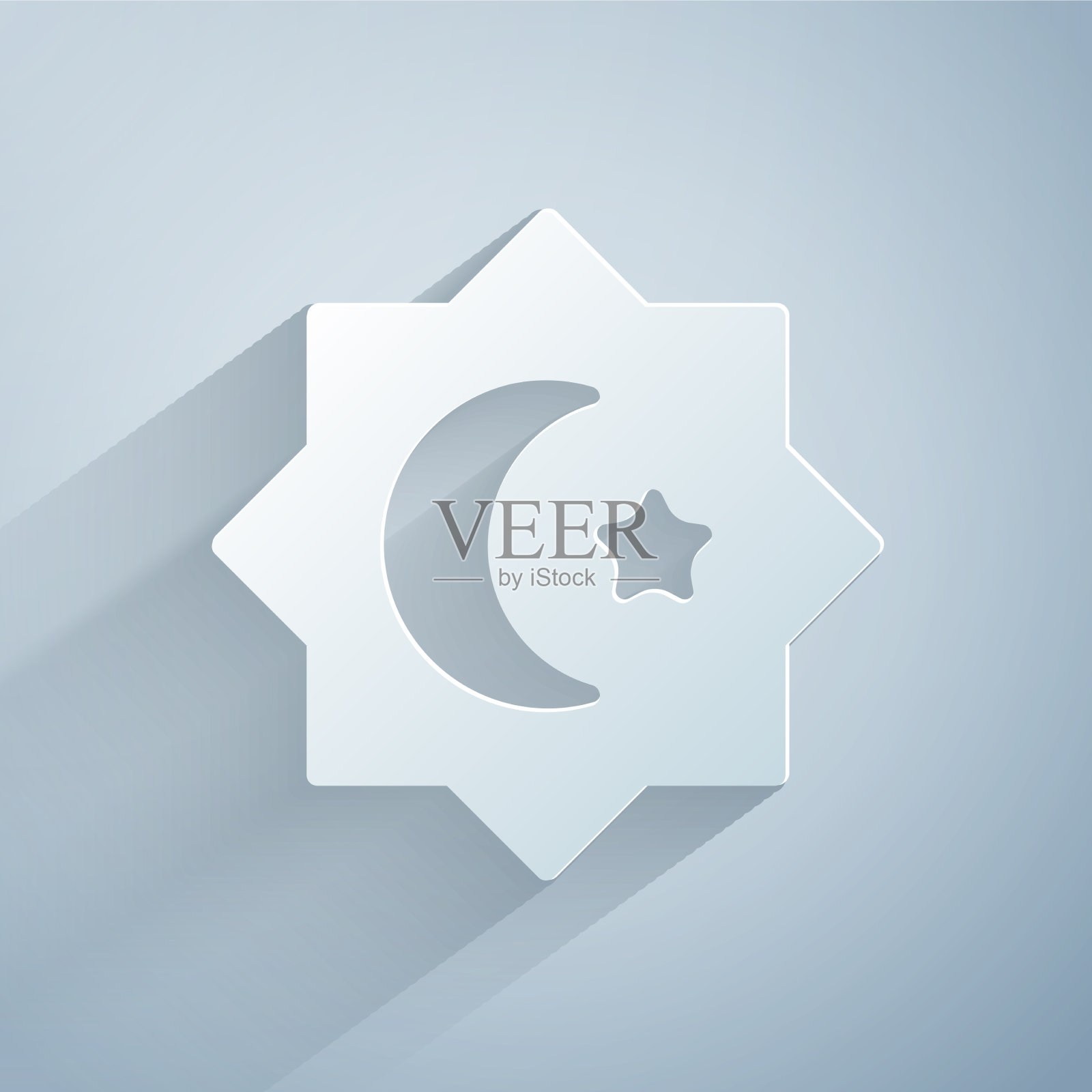 剪纸伊斯兰八角星装饰图标插画图片素材